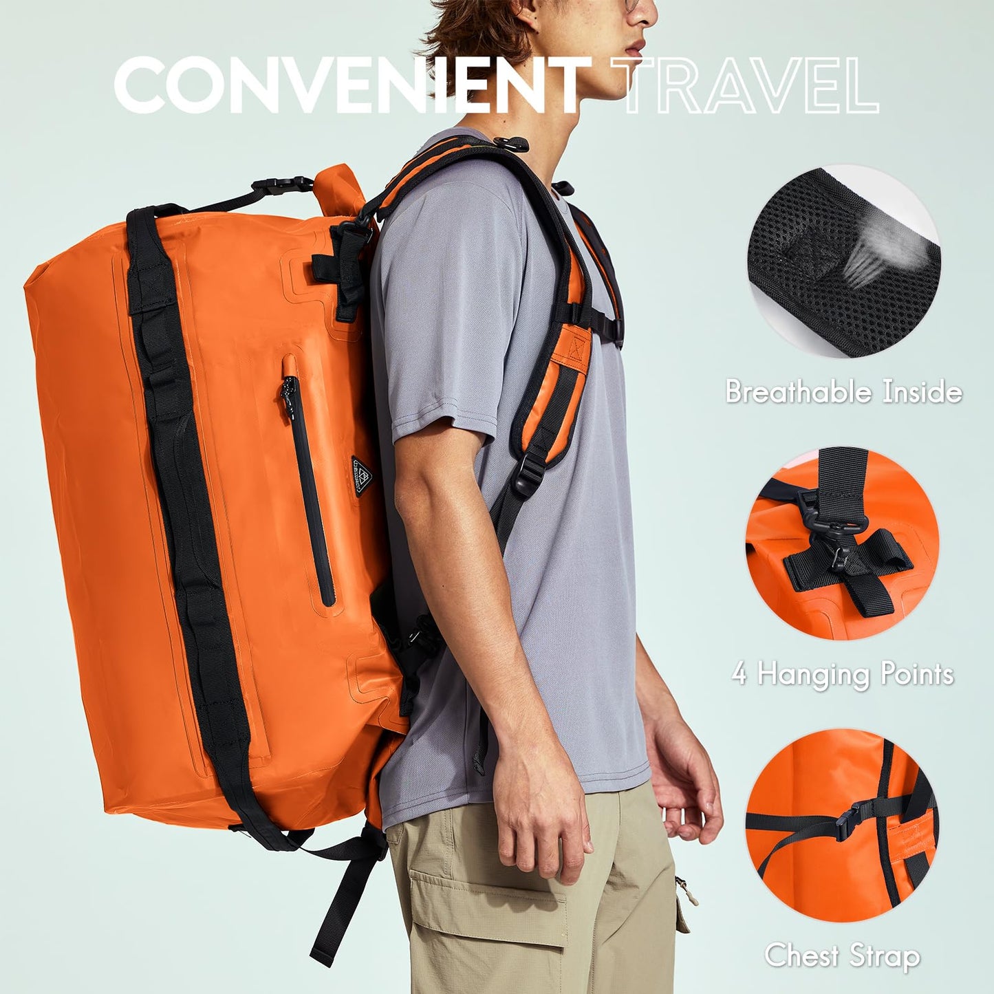 Haimont 60L Dry Bags Waterproof Dry Bag Roll-Top Duffle Backpack Adjustable NEW
