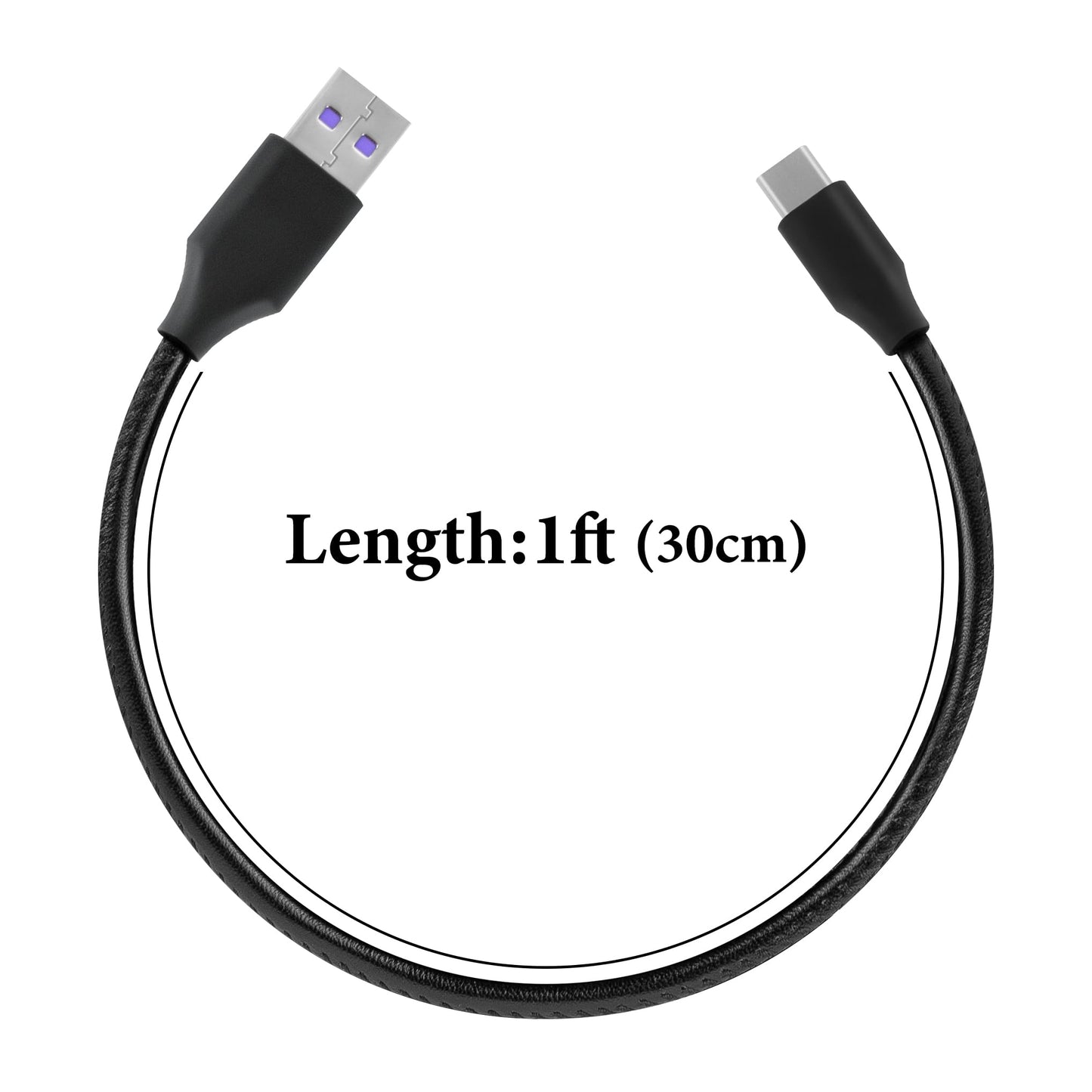 Geekria Type-C Headphone Charging Cable Short Black Extension Cord for NEW