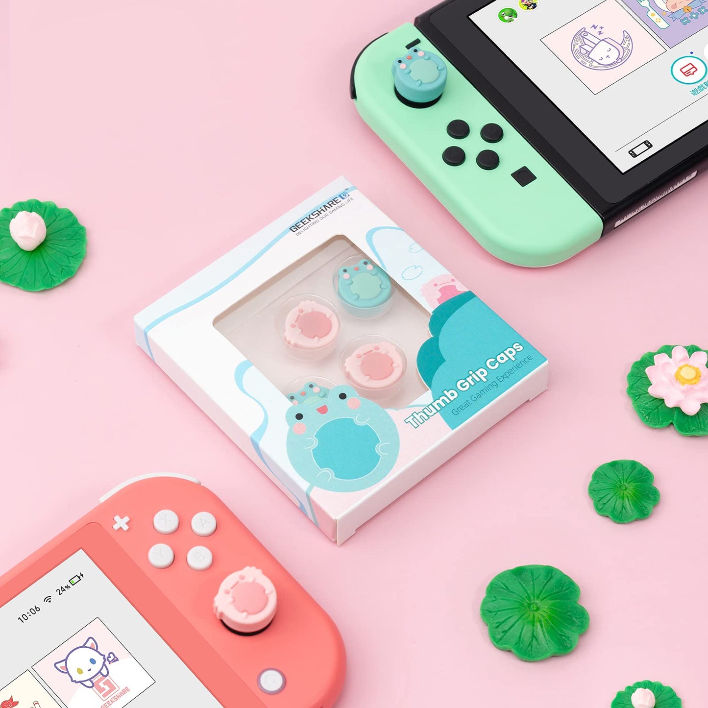 GeekShare Silicone Electronics Joycon Thumb Grip Caps - Cute Animal Theme, NEW