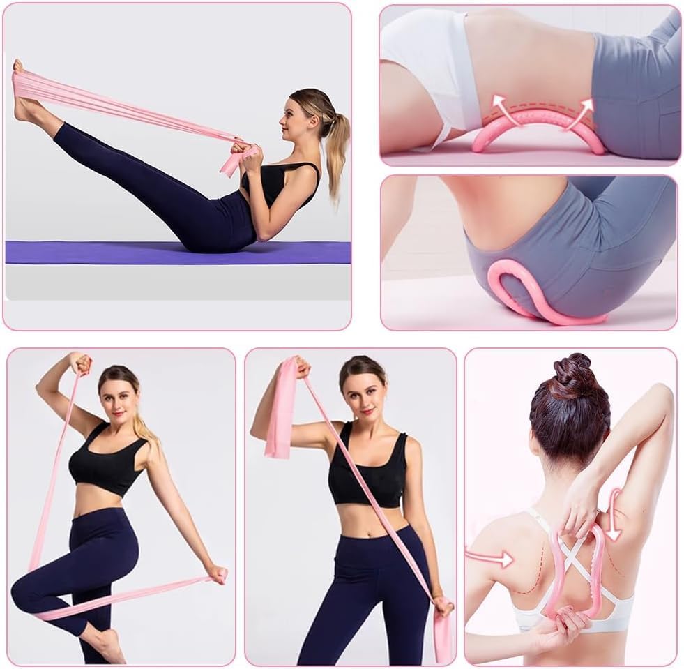 Tenshioy Pilates Sets Ring and Ball Set 13 Pcs Home Kit 13" Yoga Circle Pink NEW