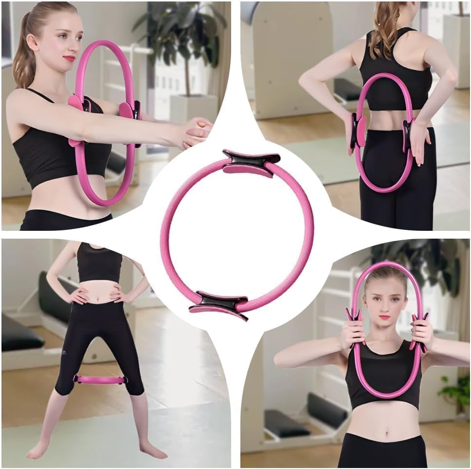Tenshioy Pilates Sets Ring and Ball Set 13 Pcs Home Kit 13" Yoga Circle Pink NEW