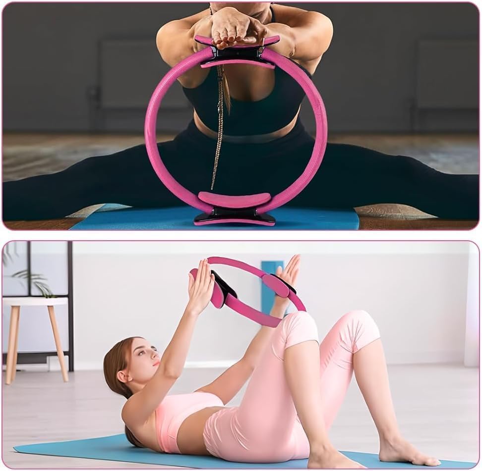 Tenshioy Pilates Sets Ring and Ball Set 13 Pcs Home Kit 13" Yoga Circle Pink NEW