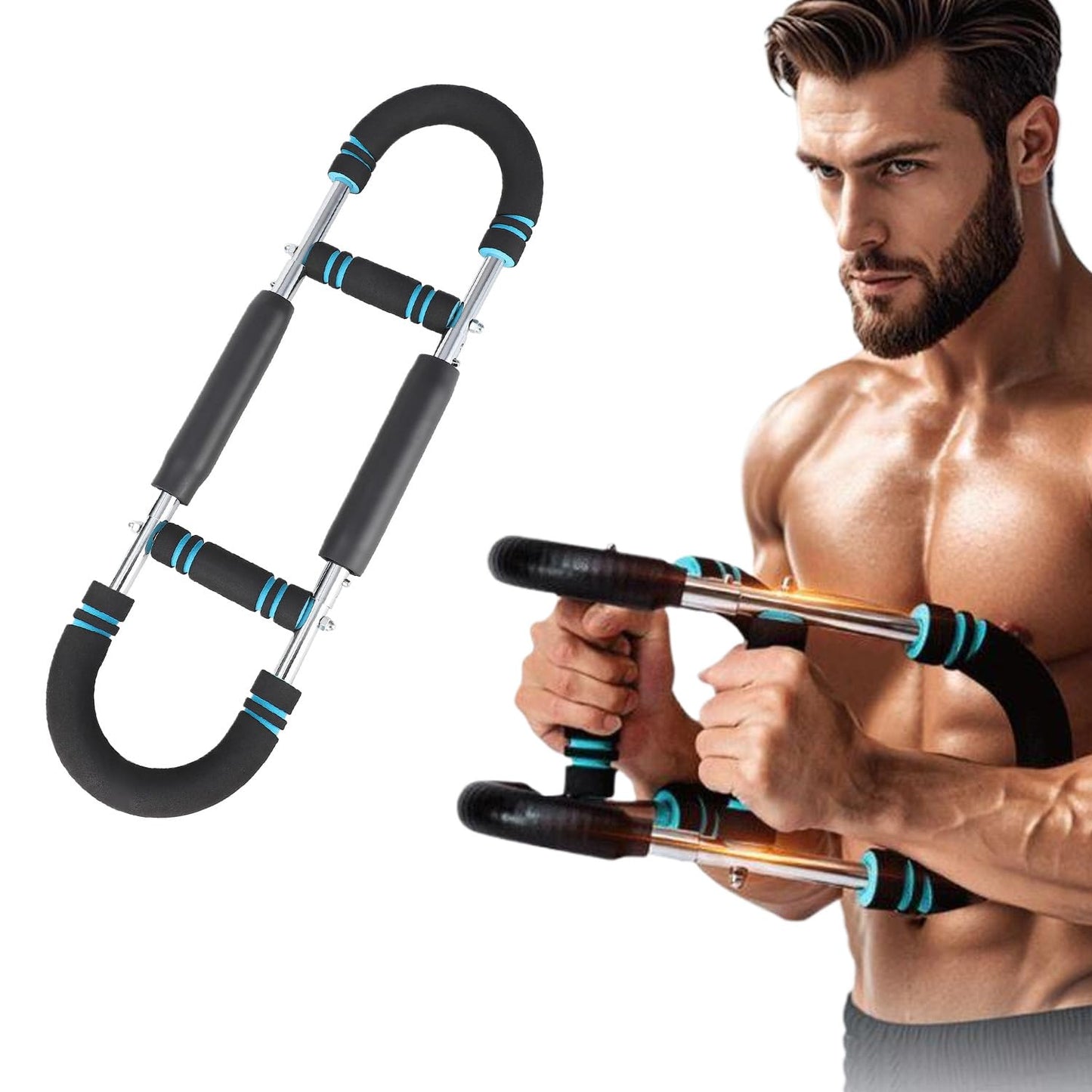 MAOCG Chest Expander Portable Power Twister Bar Muscular Strength Blue NEW