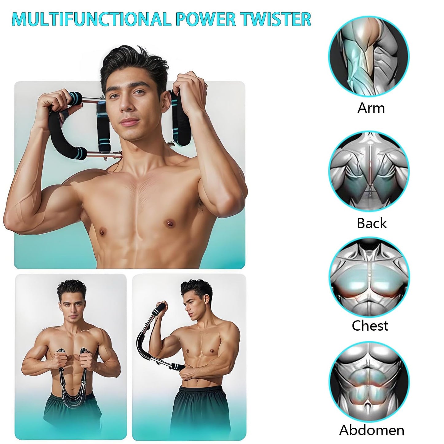 MAOCG Chest Expander Portable Power Twister Bar Muscular Strength Blue NEW