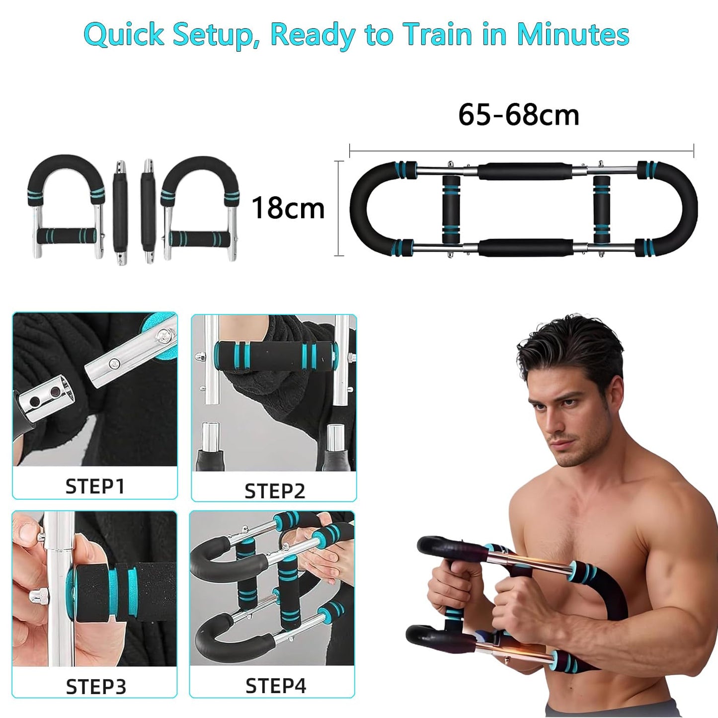 MAOCG Chest Expander Portable Power Twister Bar Muscular Strength Blue NEW