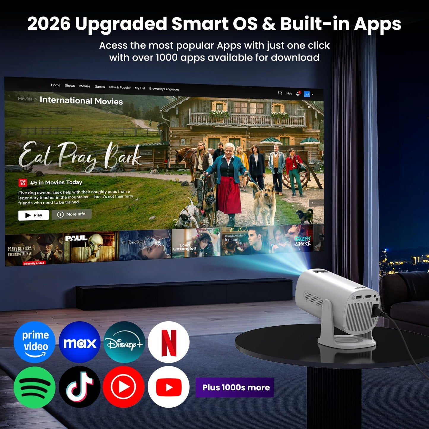 AGIMA 4K Projectors WiFi Bluetooth Projector with Quiet Operation - White DEMO