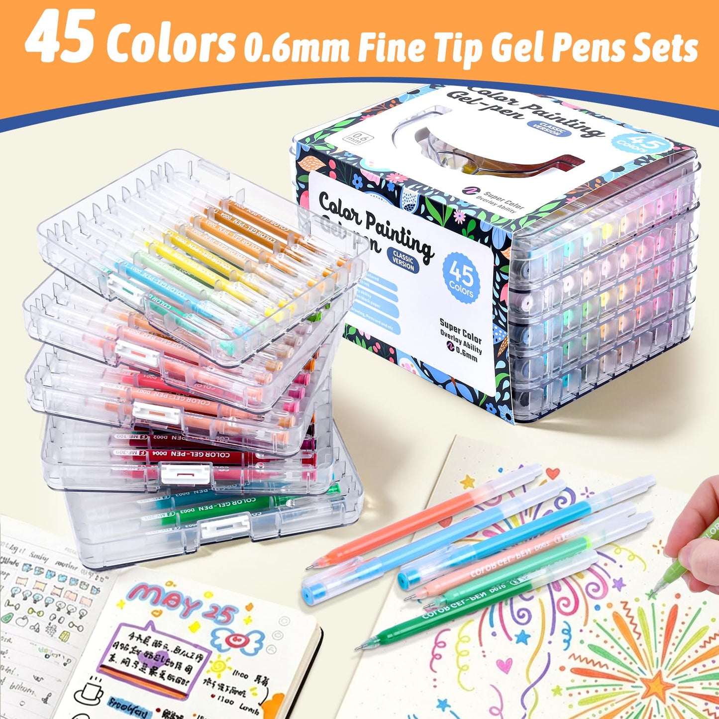 MIN CI 45 Color Painting Gel Pens Set Coloring Books & Markers, Vibrant NEW