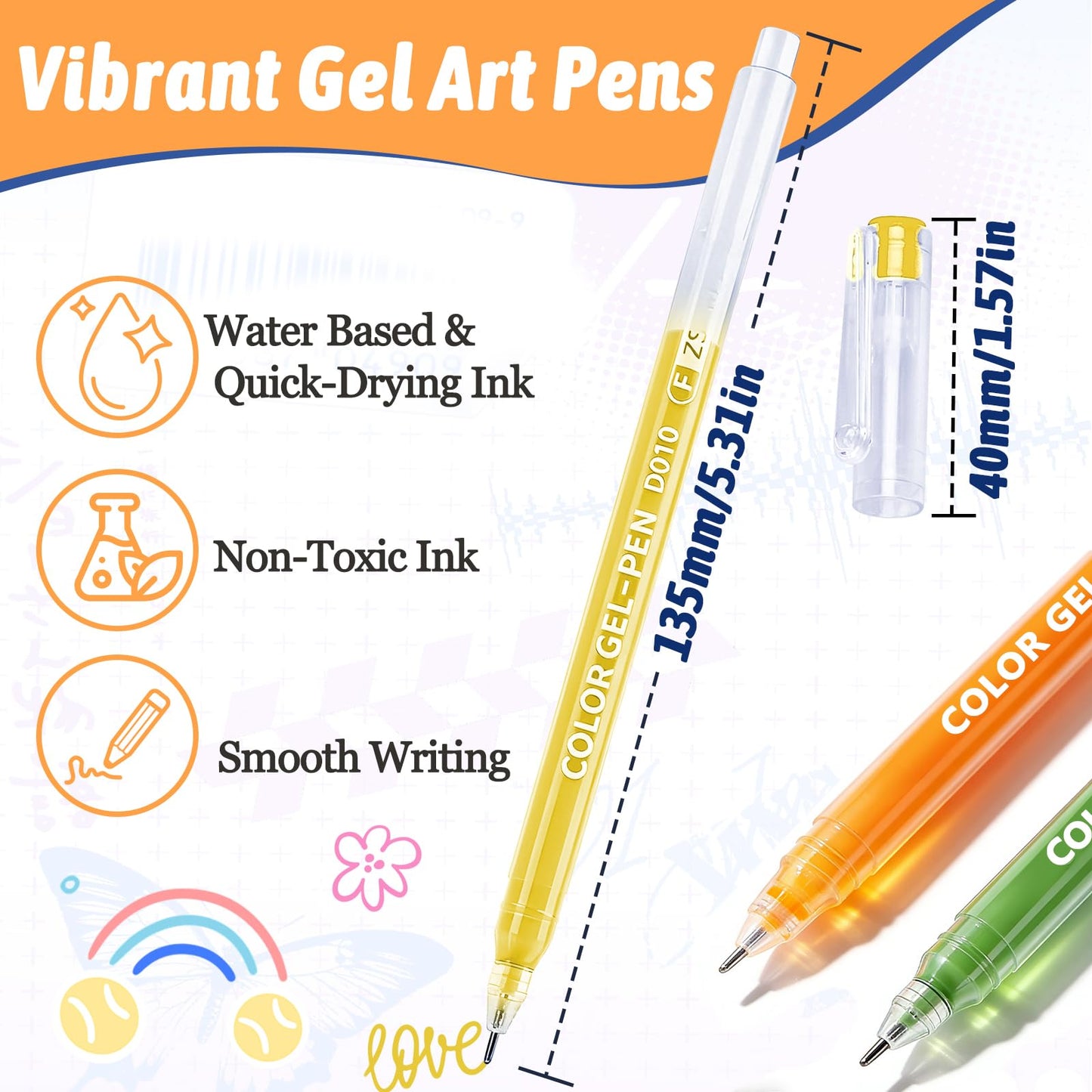 MIN CI 45 Color Painting Gel Pens Set Coloring Books & Markers, Vibrant NEW