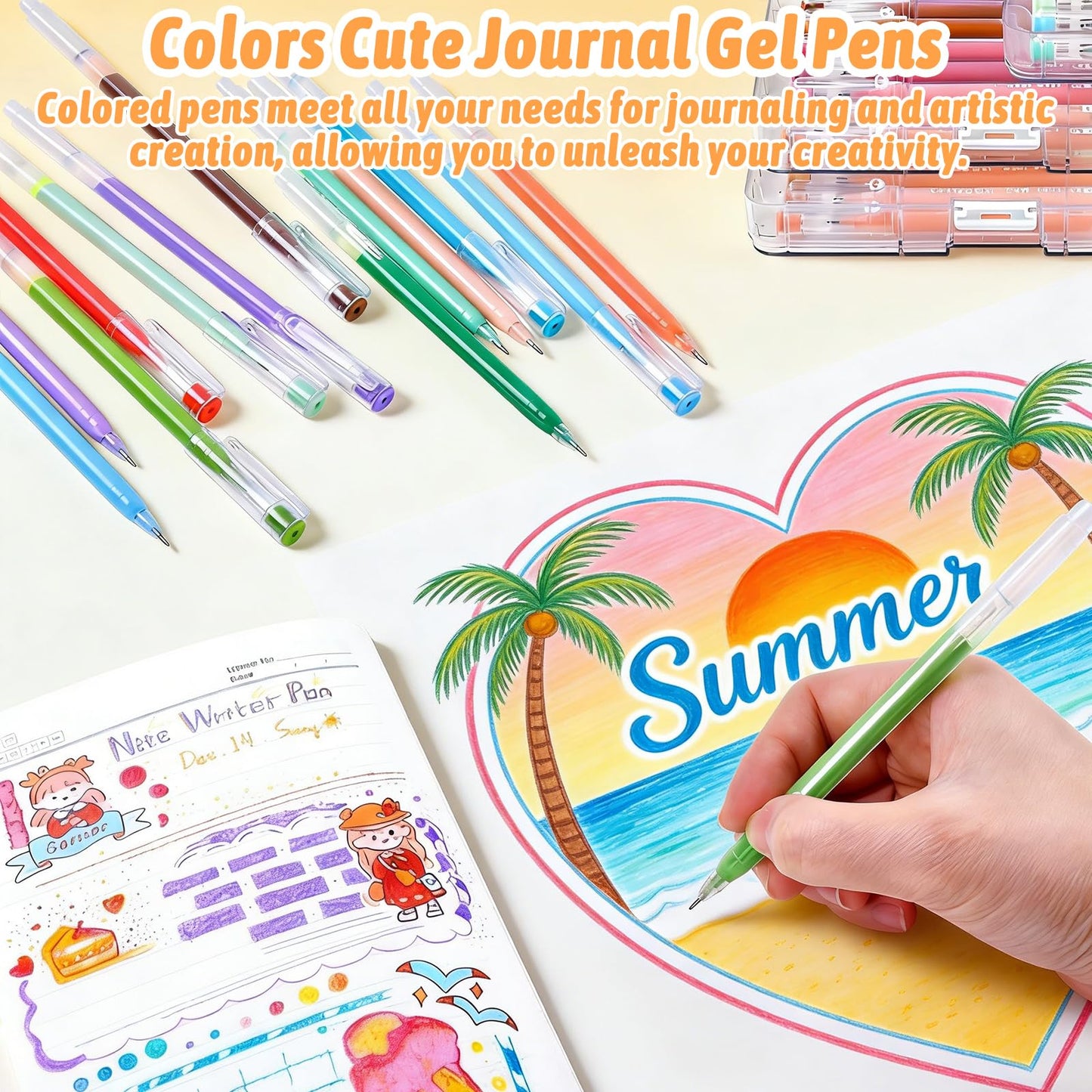 MIN CI 45 Color Painting Gel Pens Set Coloring Books & Markers, Vibrant NEW