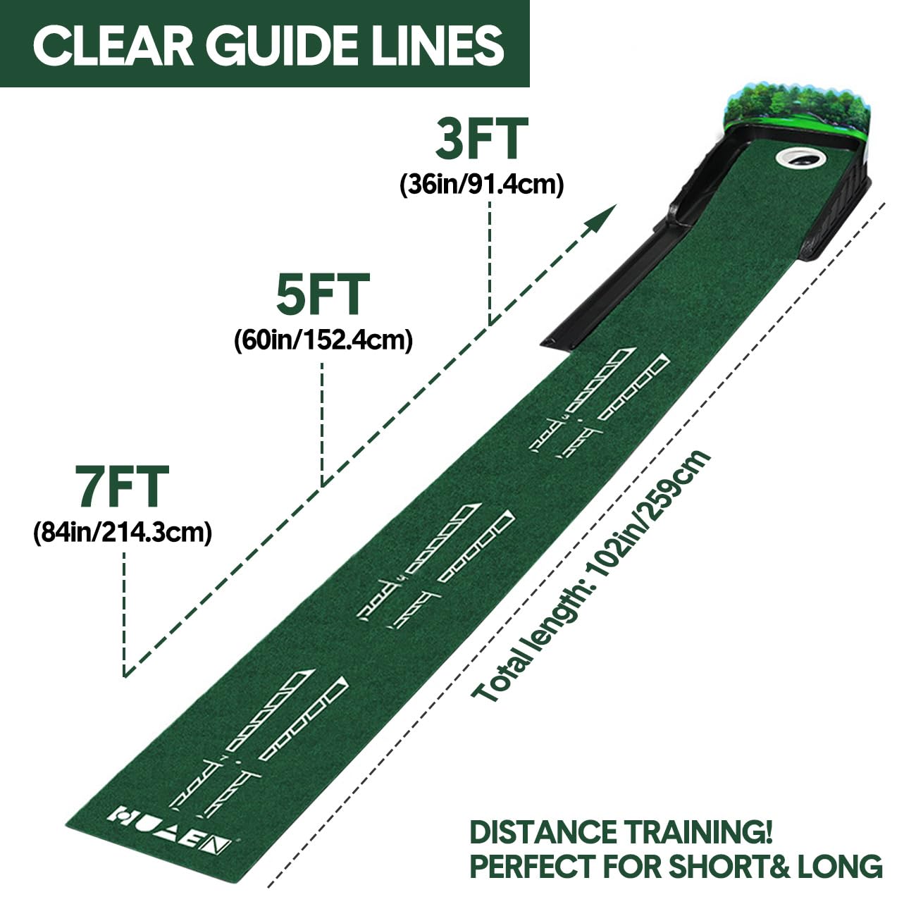 Aumerage Sports Rubber Golf Practice Mat 22.5x252cm Green Driving Range  NEW