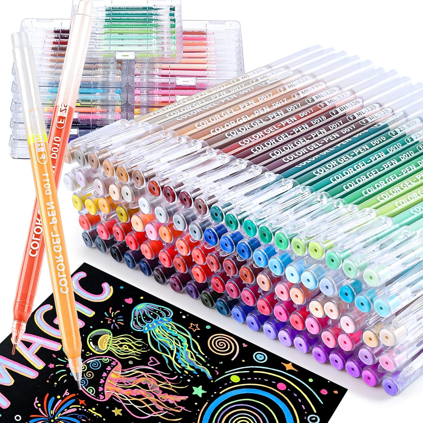 MIN CI Pack Of 99 Assorted Colour Gel Pens Set Coloring Markers NEW