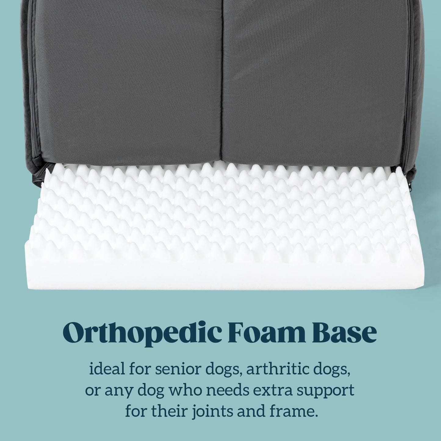 PELZIN Orthopedic Beds Indoor Dog Bed with Egg-Crate Foam, Charcoal Large NEW