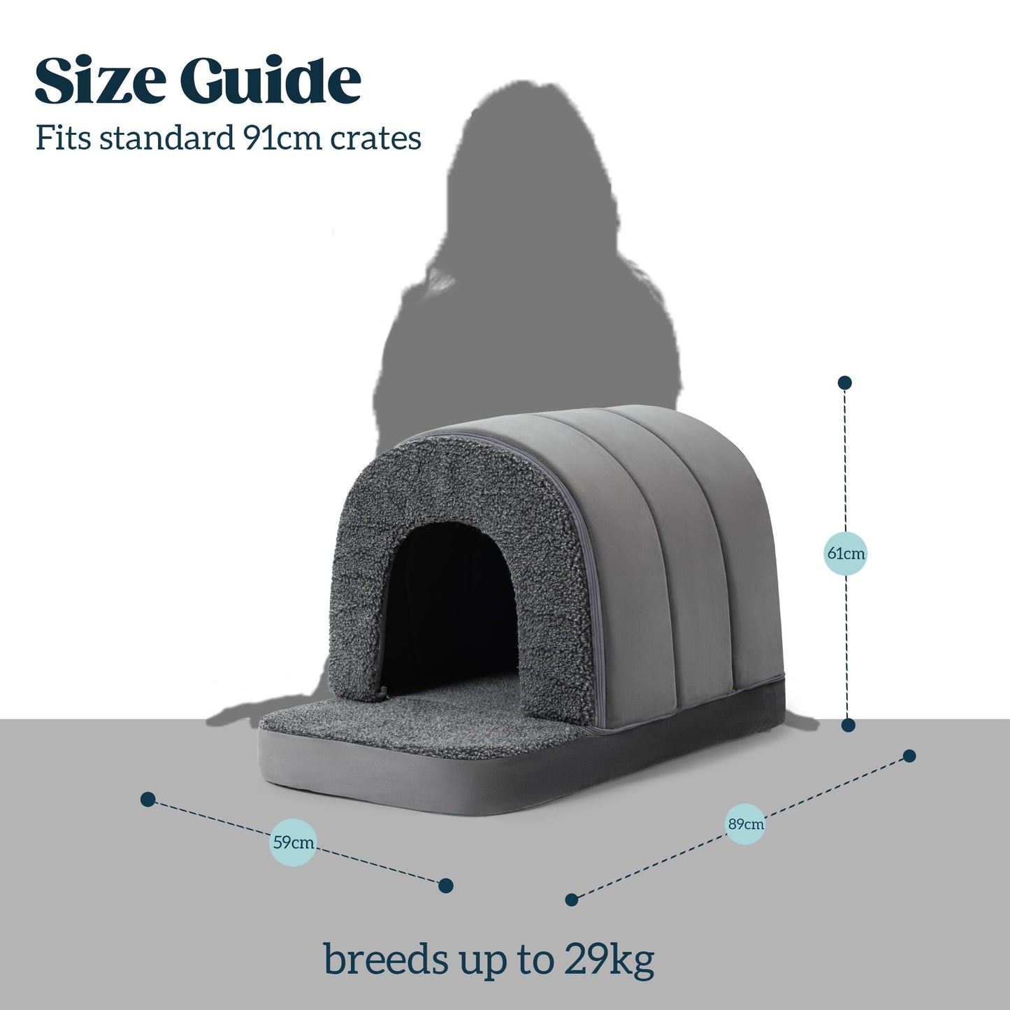 PELZIN Orthopedic Beds Indoor Dog Bed with Egg-Crate Foam, Charcoal Large NEW
