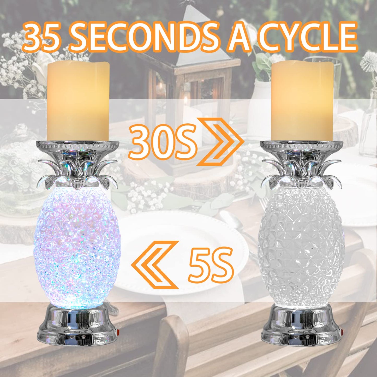 YAKii Pineapple LED Color Changing Swirling Water Waves Table Lamps 2 Pack NEW
