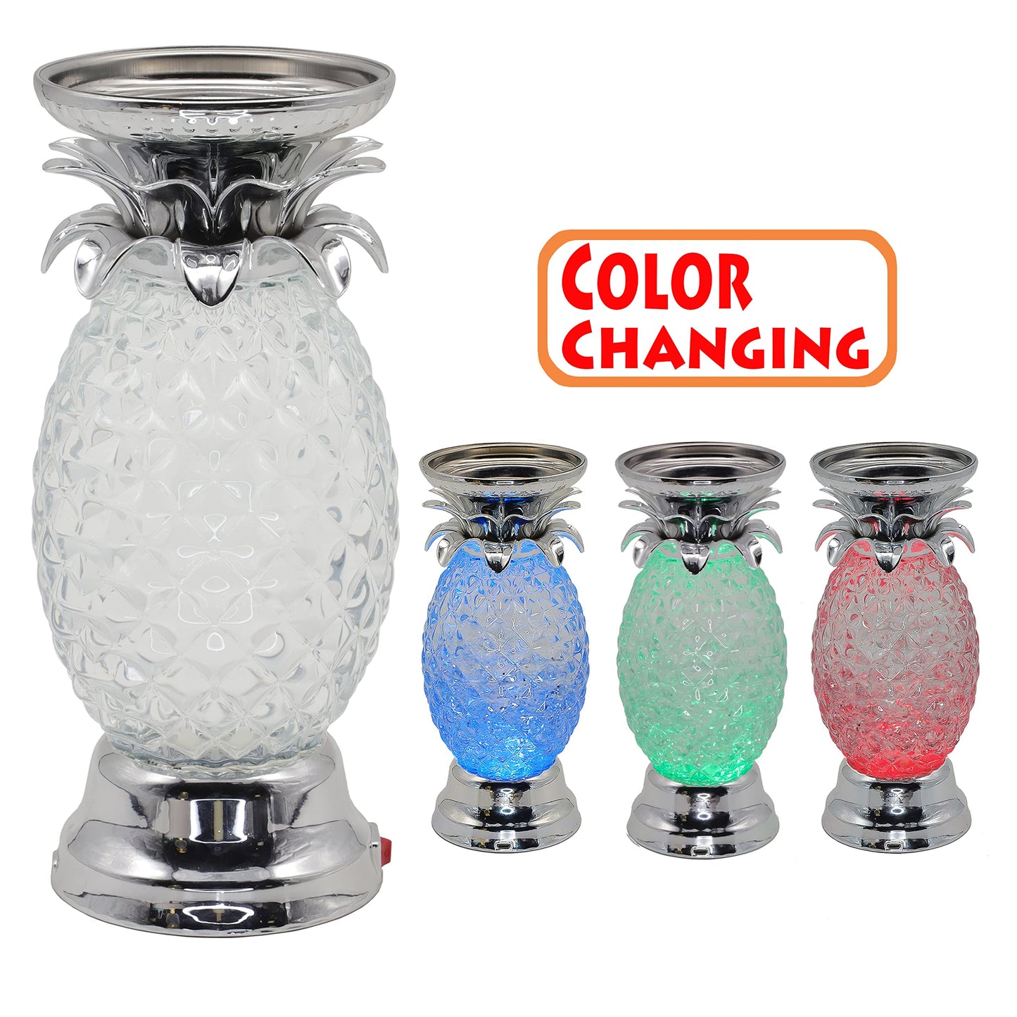 YAKii Pineapple LED Color Changing Swirling Water Waves Table Lamps 2 Pack NEW
