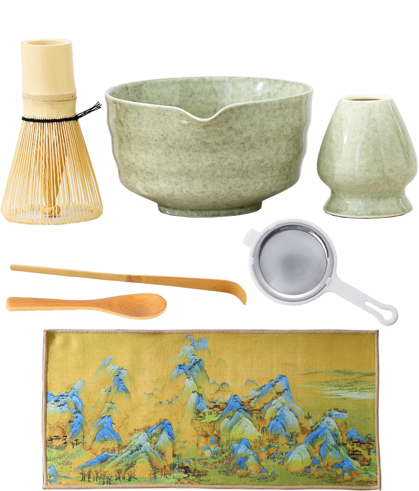 NuoShuang Matcha Tea Sets Tea Set with Bowl, Spout, and Whisk - Green NEW