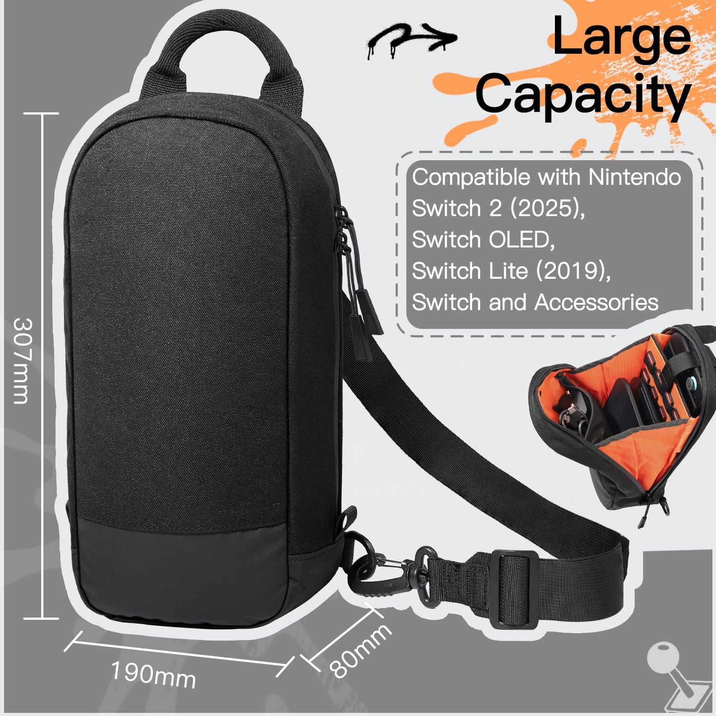 JETech Sling Cases Bag for Nintendo Switch OLED Console Protective Carrying NEW
