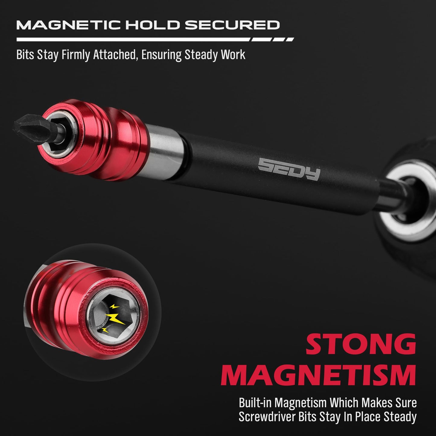 SEDY Magnetic Bit Holders Screwdriver Bit Holder Set 1/4 Inch Hex Shank NEW