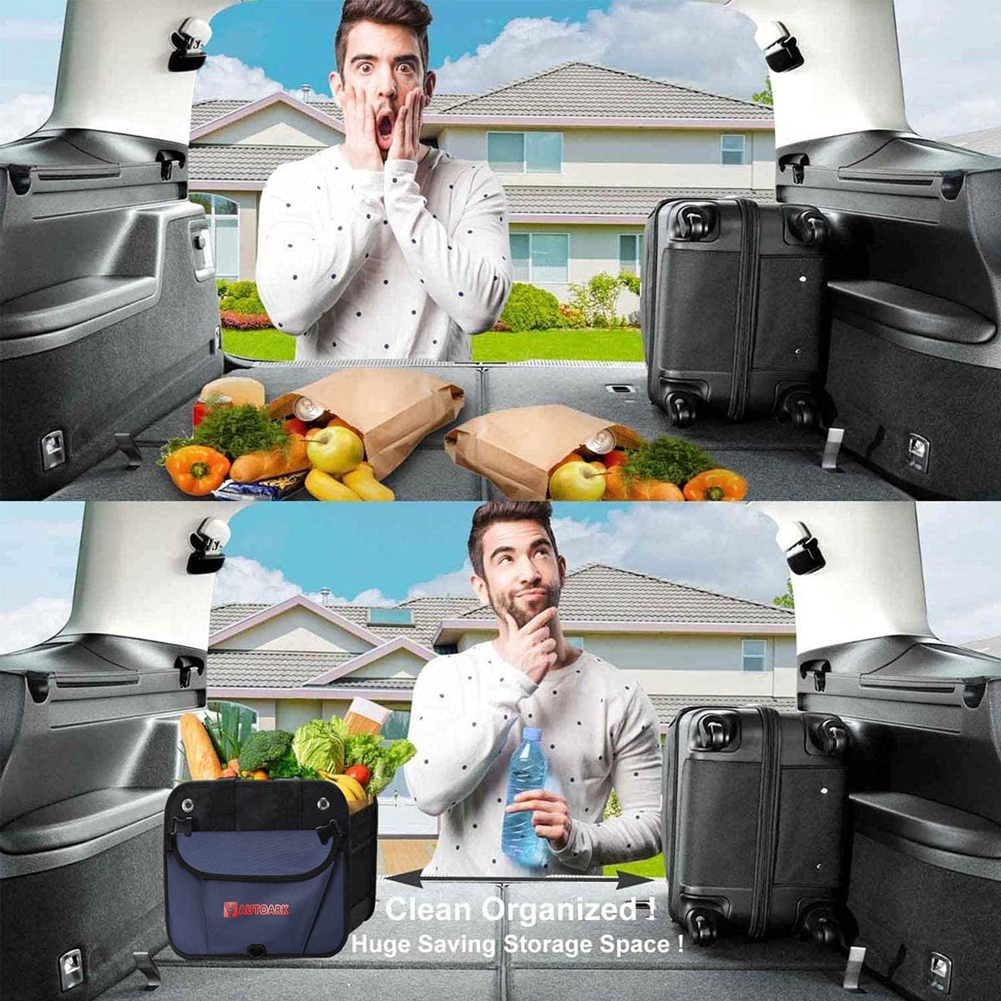 AUTOARK Multipurpose Boot Bags Car Trunk Organizer Foldable Lid Straps NEW
