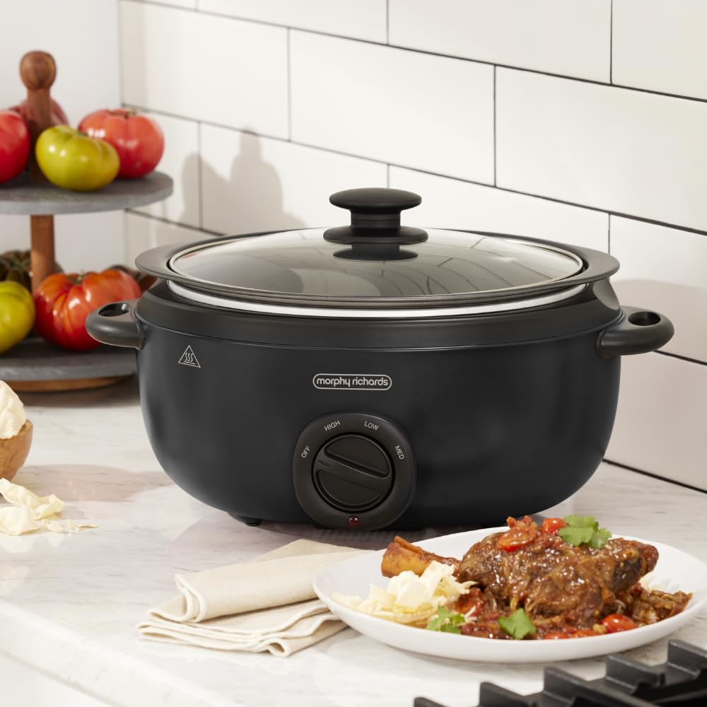 Morphy Richards 6.5L Sear & Stew Slow Cooker Stovetop-Safe Matte Black Size NEW