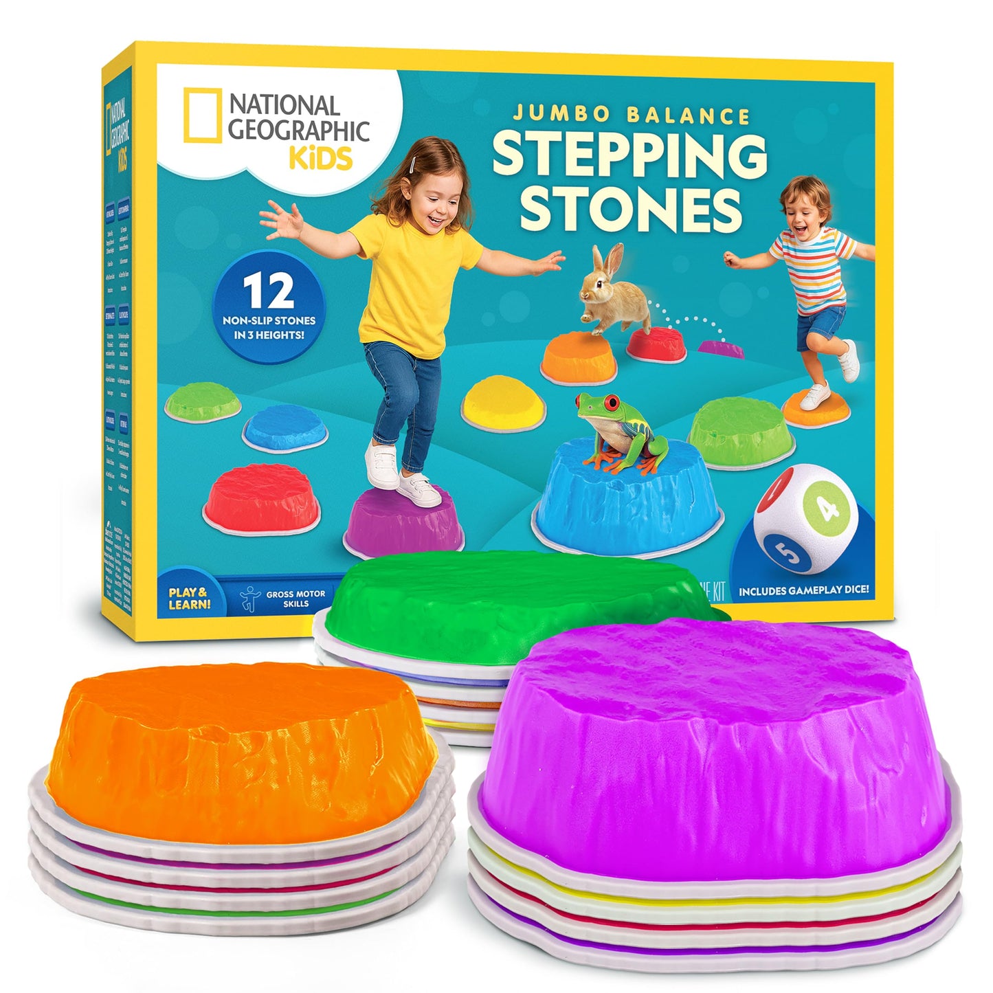 National Geographic 12 Pack Large Multicolor Marble Stepping Stones Durable NEW