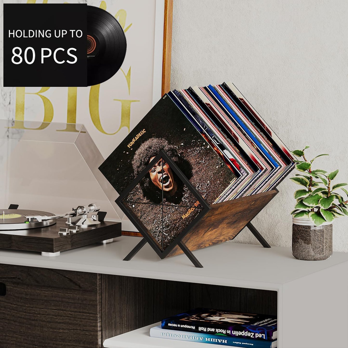 DxZephious 80-100 LP Vinyl Record Storage Rack Quick Assembly Display NEW