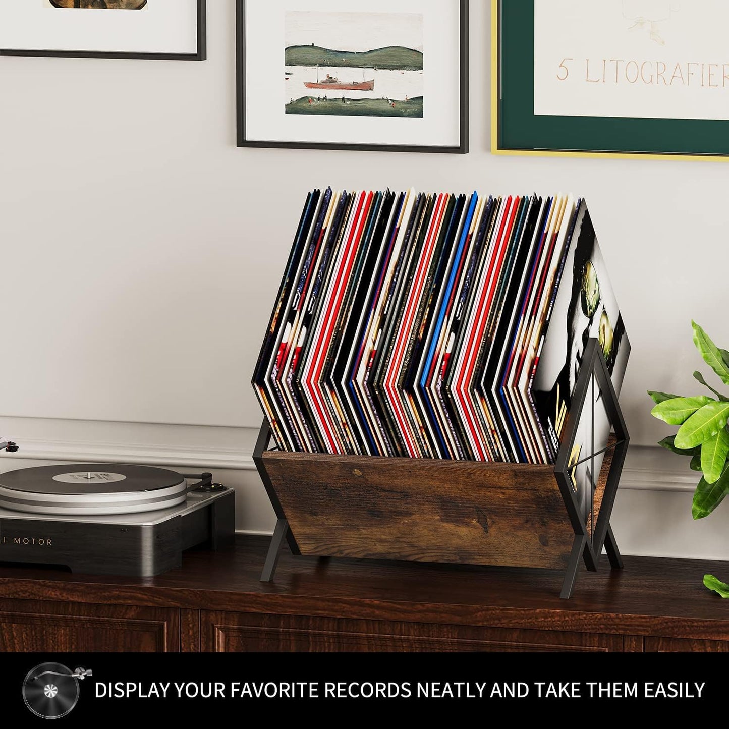 DxZephious 80-100 LP Vinyl Record Storage Rack Quick Assembly Display NEW