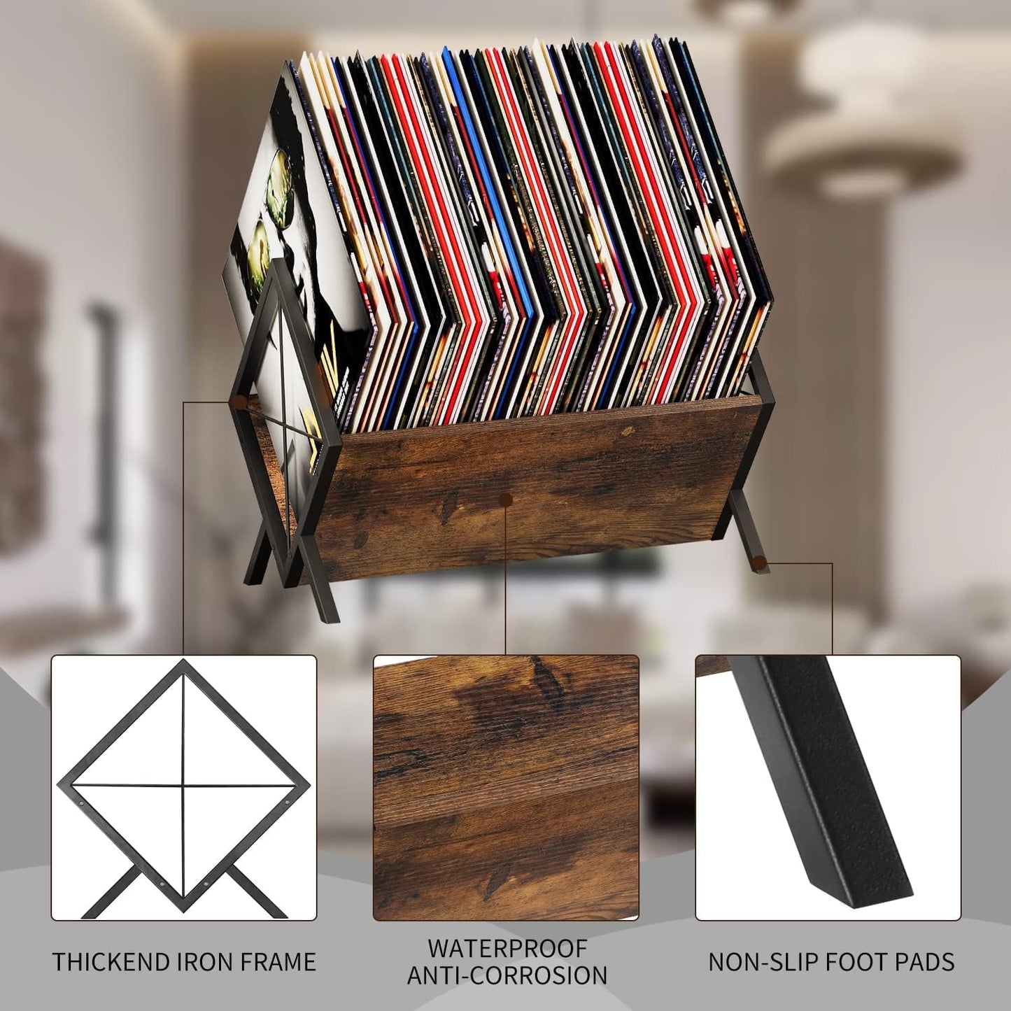 DxZephious 80-100 LP Vinyl Record Storage Rack Quick Assembly Display NEW