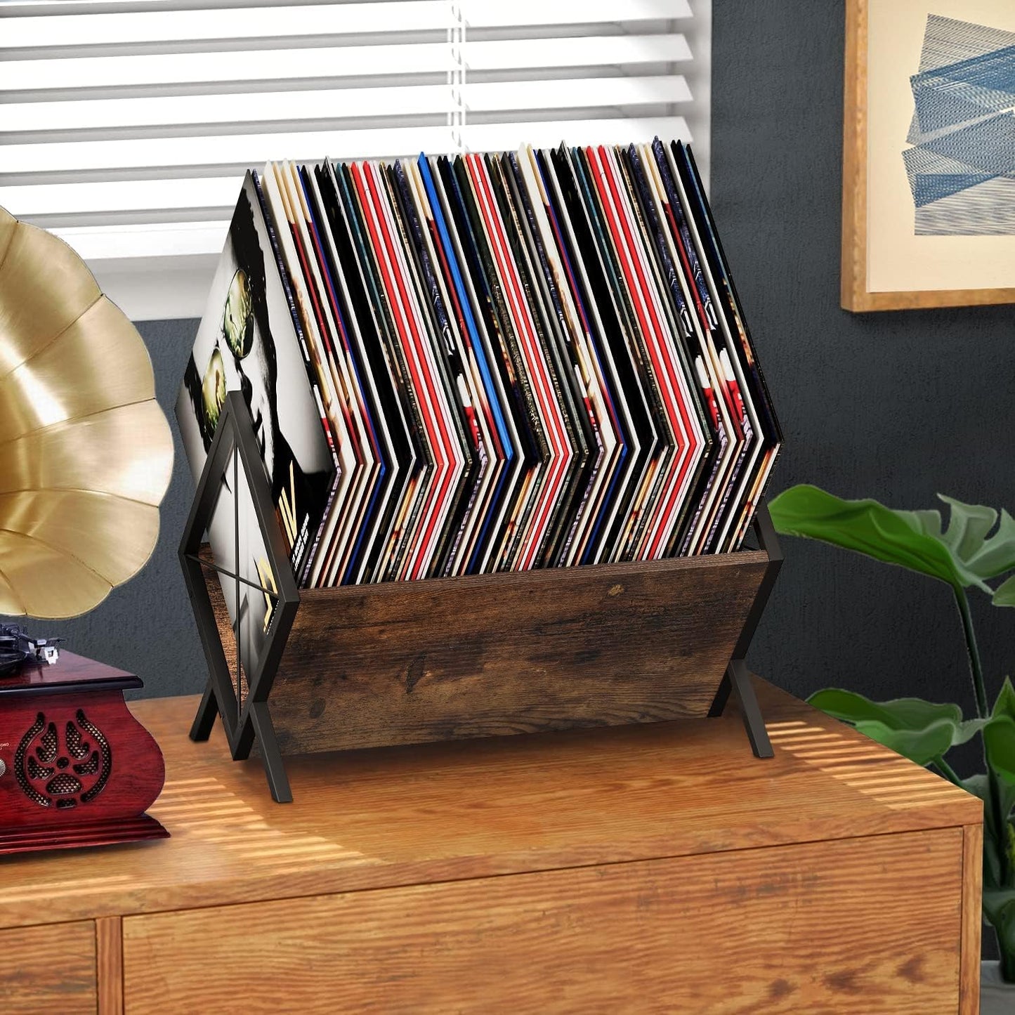 DxZephious 80-100 LP Vinyl Record Storage Rack Quick Assembly Display NEW