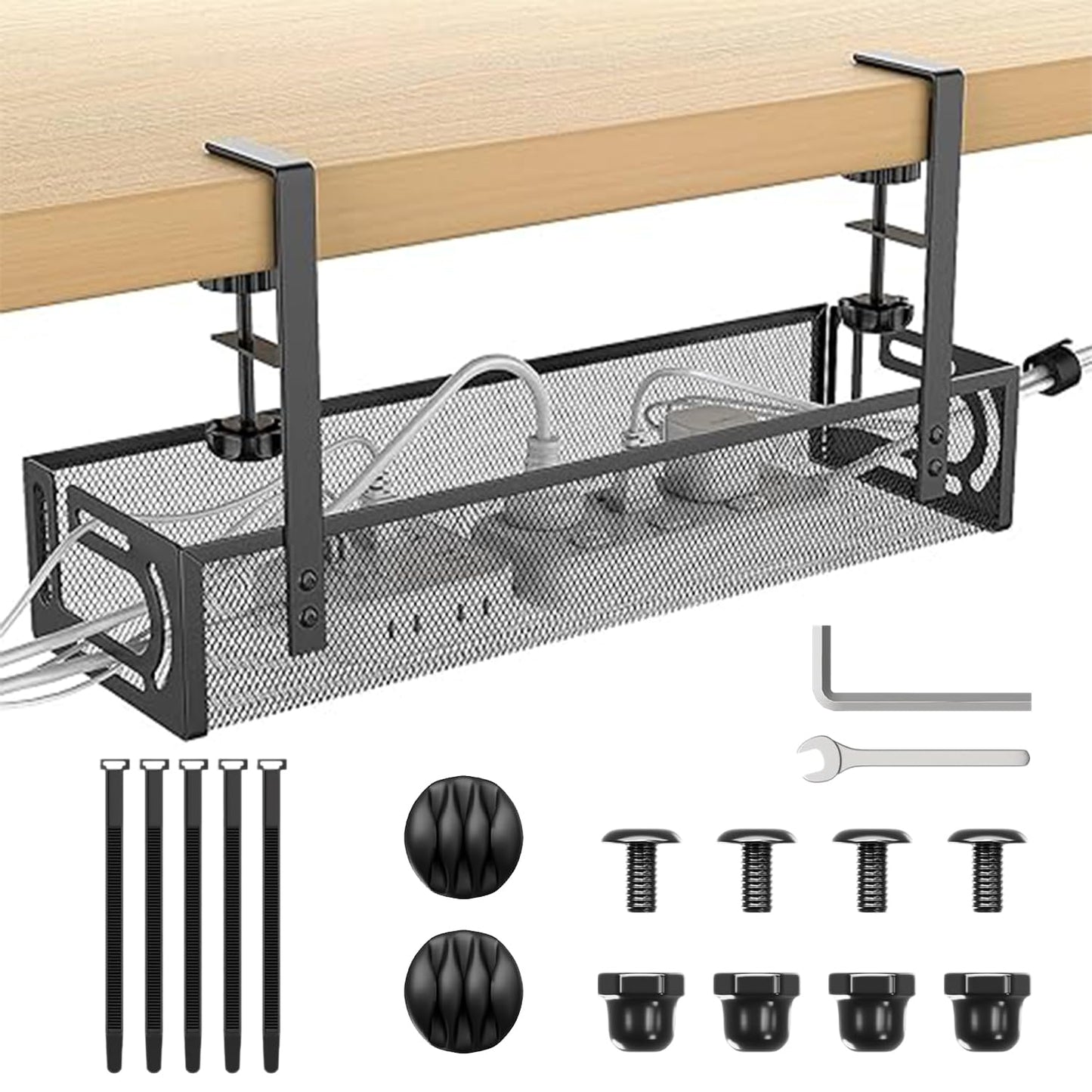LOTOVEUE Under Electrical Desk Cable Management Tray Metal Mesh Cord NEW