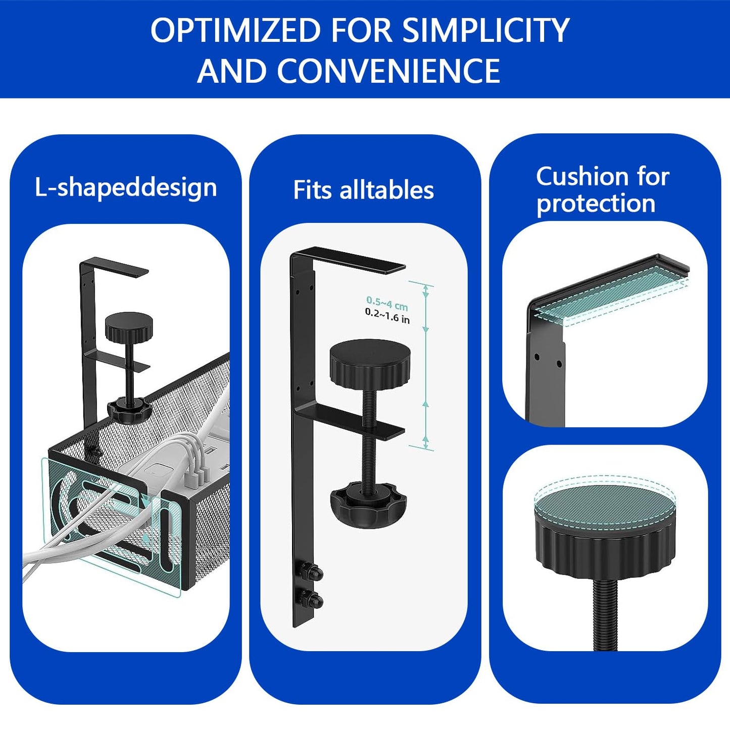LOTOVEUE Under Electrical Desk Cable Management Tray Metal Mesh Cord NEW