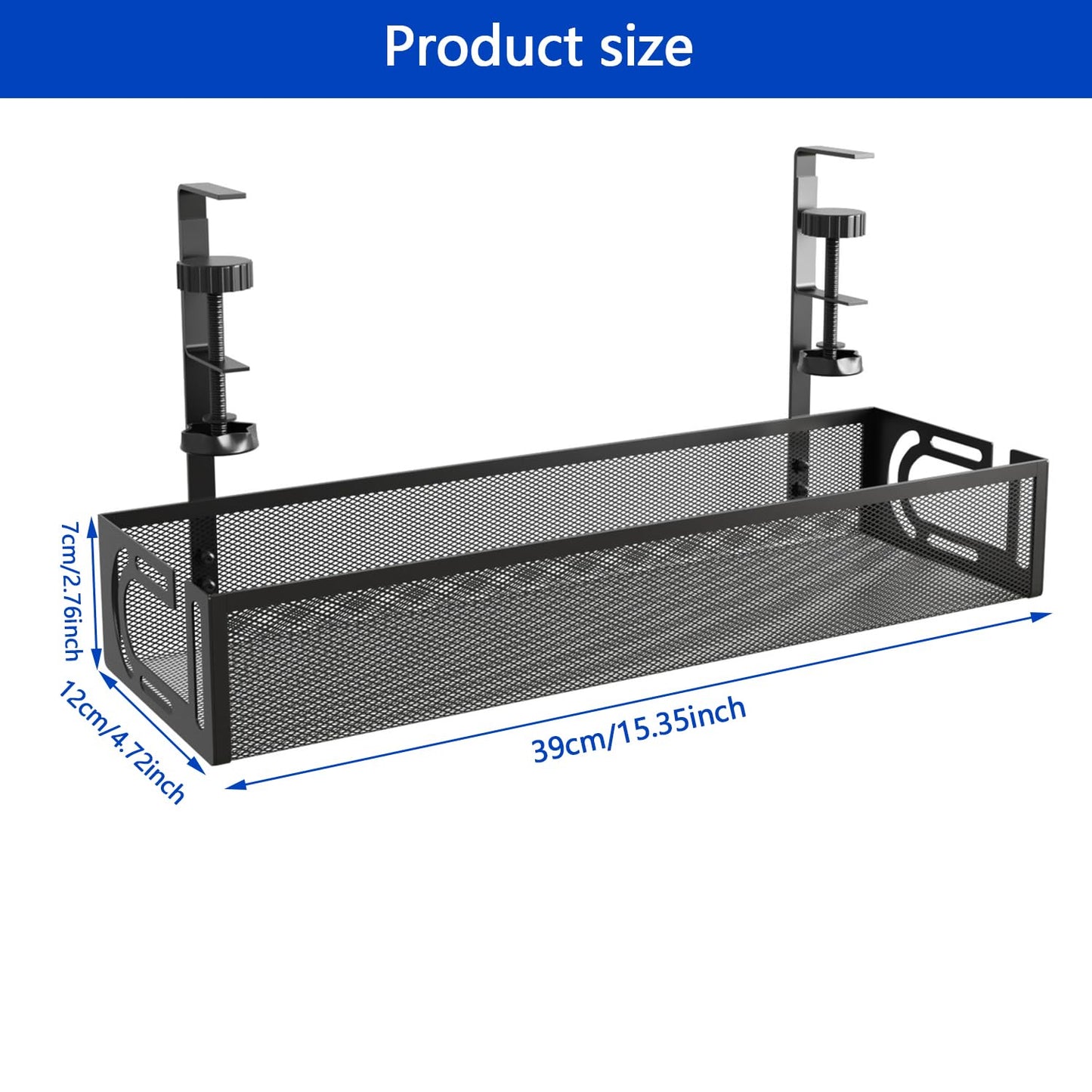 LOTOVEUE Under Electrical Desk Cable Management Tray Metal Mesh Cord NEW