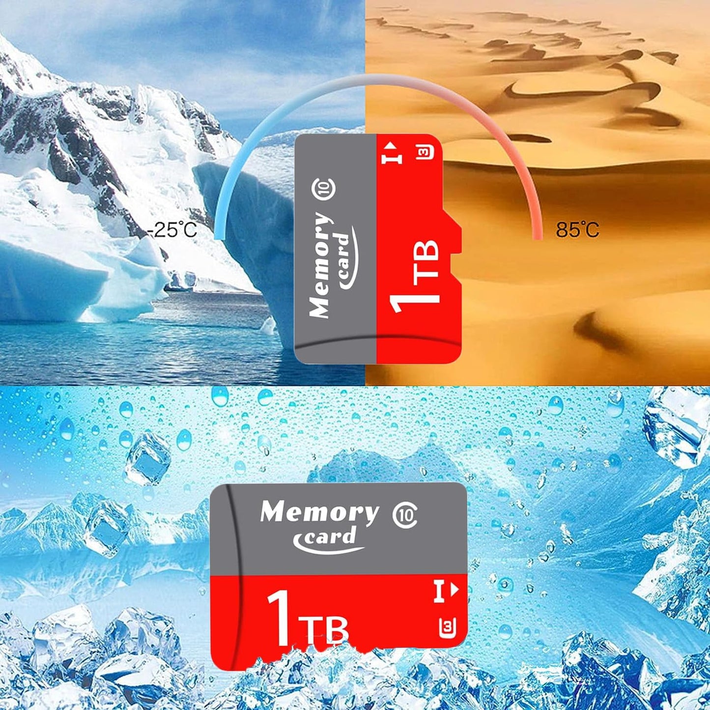 Micro SD Card 1024GB High-Speed Class 10 U3 V30 A2 Full-HD 4K Video Black NEW