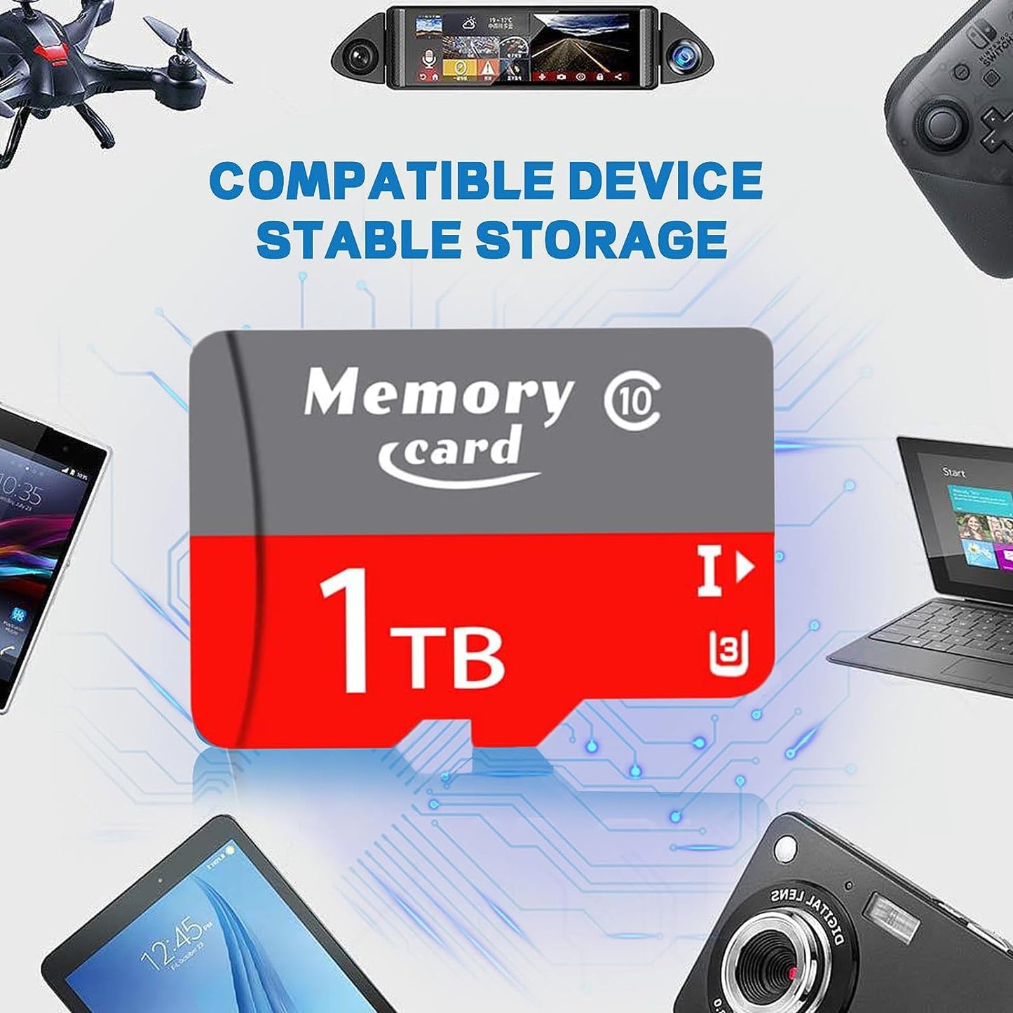 Micro SD Card 1024GB High-Speed Class 10 U3 V30 A2 Full-HD 4K Video Black NEW