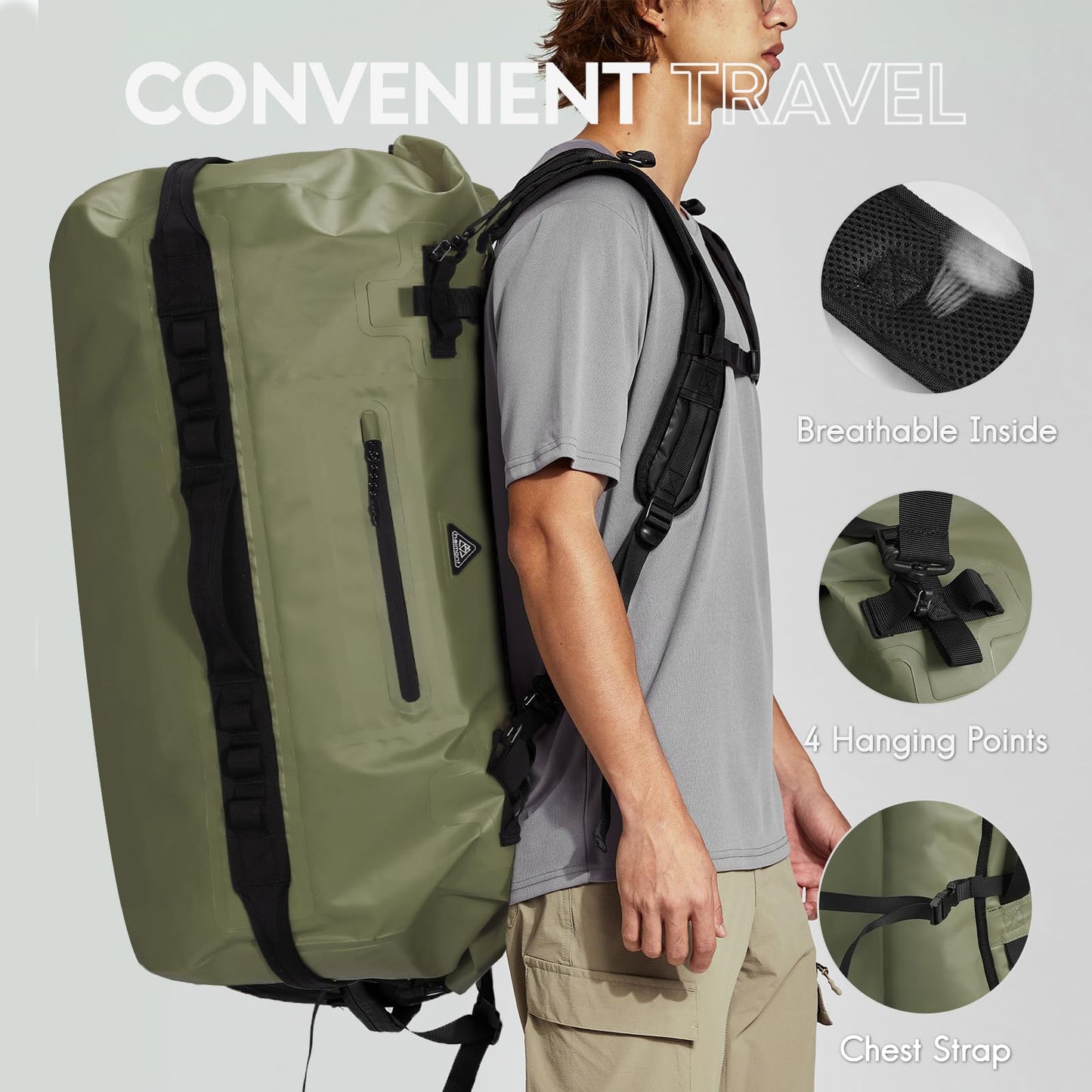 Haimont 90L Dry Bags Waterproof Dry Bag Roll-Top Duffle Backpack Adjustable NEW
