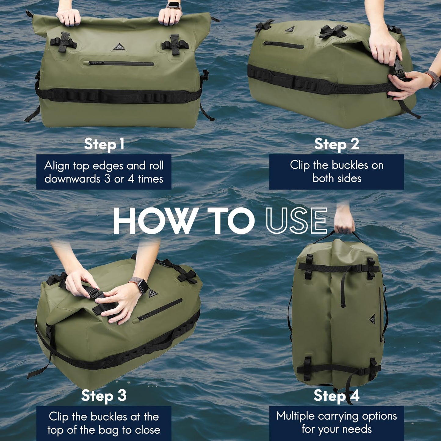 Haimont 90L Dry Bags Waterproof Dry Bag Roll-Top Duffle Backpack Adjustable NEW