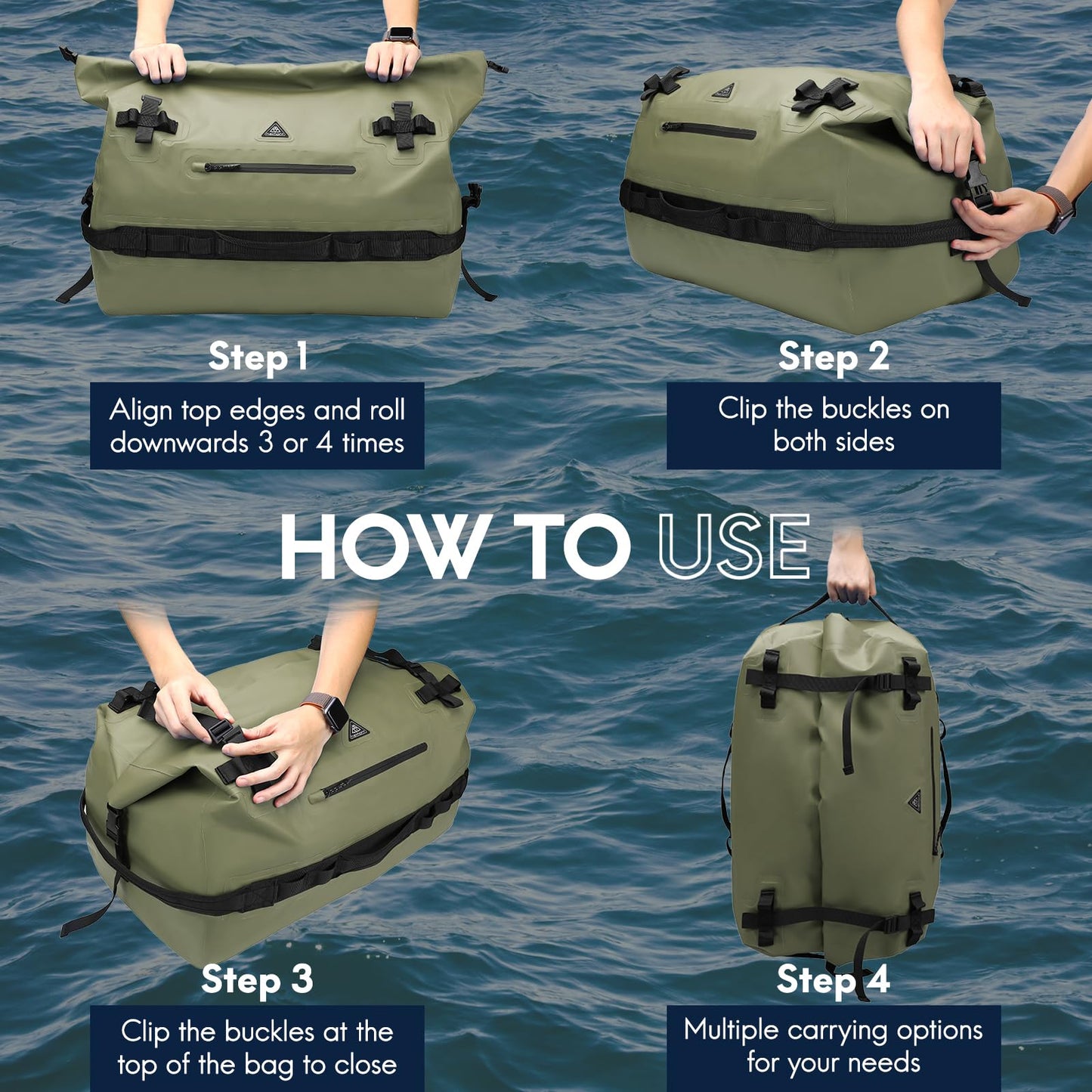 Haimont 60L Dry Bags Waterproof Duffle Sports Holdall Backpack Heavy Duty NEW