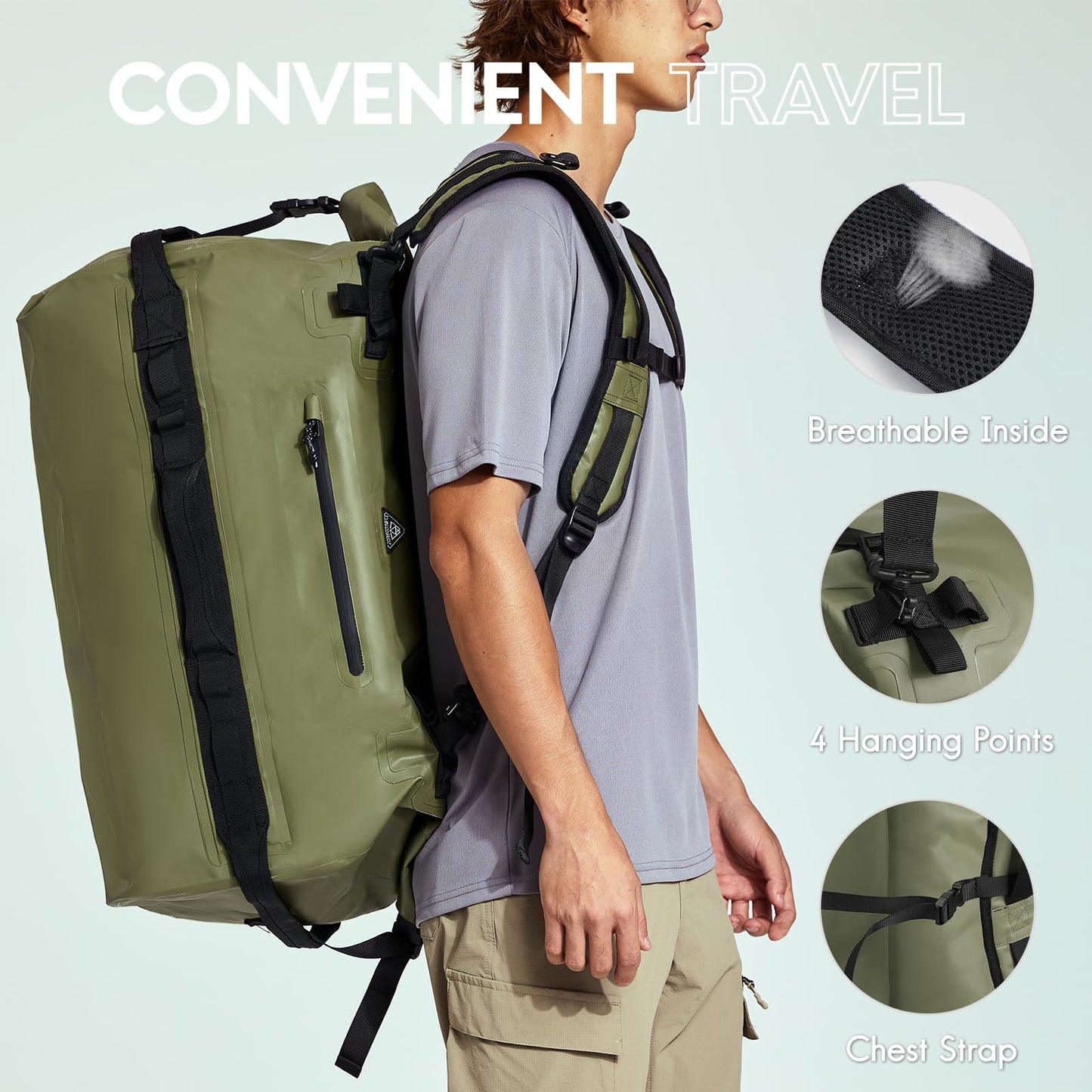 Haimont 60L Dry Bags Waterproof Duffle Sports Holdall Backpack Heavy Duty NEW