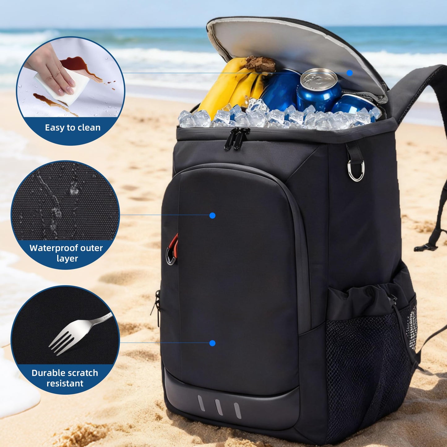 AUMTISC Lightweight Insulated Backpack Cooler Leak-Proof Food Carrier 26cm NEW