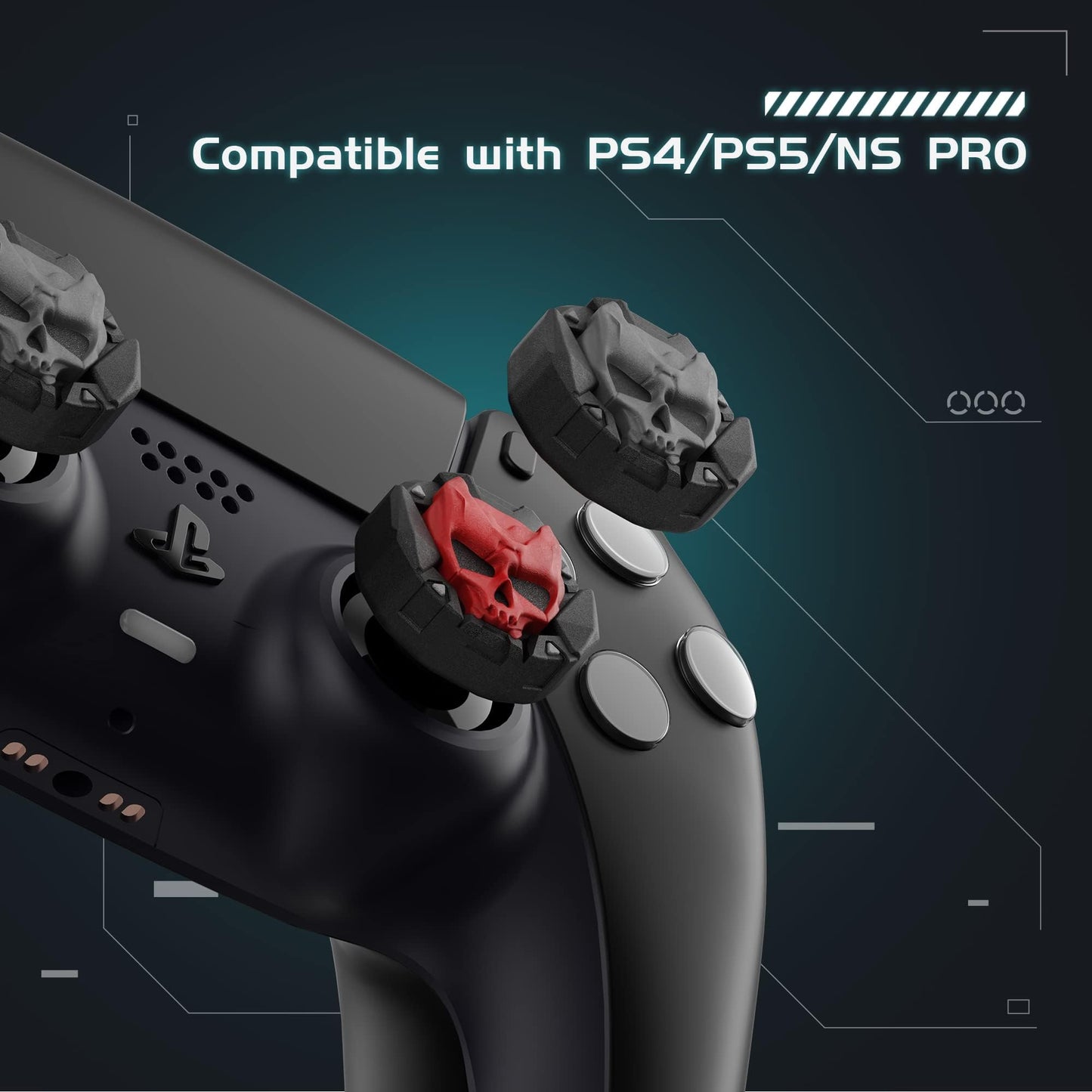 GeekShare Skull Accessories Thumb Grip Caps Thumbsticks Cover Set for PS5 NEW