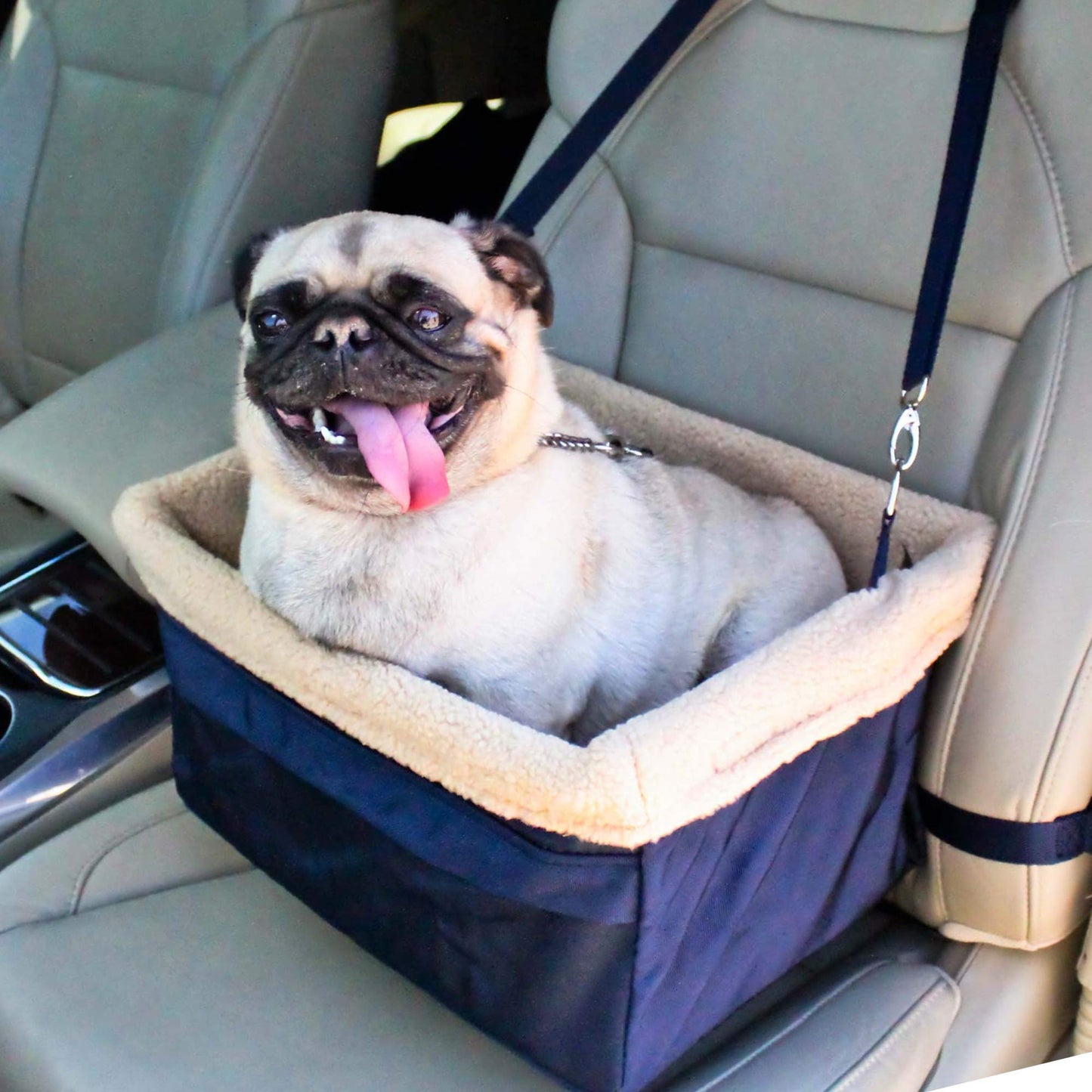 Devoted Doggy Deluxe Blue-Beige Metal Frame Dog Booster Car Seat for Pets NEW