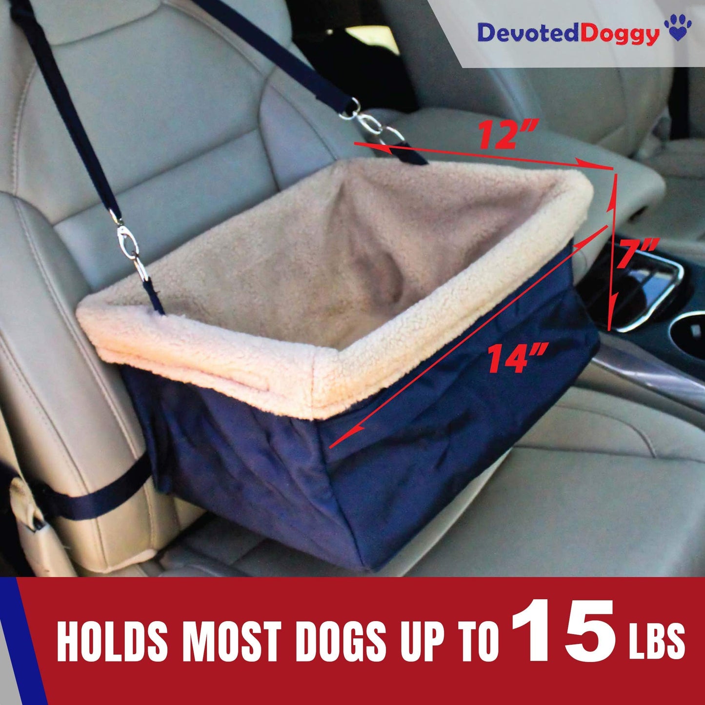 Devoted Doggy Deluxe Blue-Beige Metal Frame Dog Booster Car Seat for Pets NEW