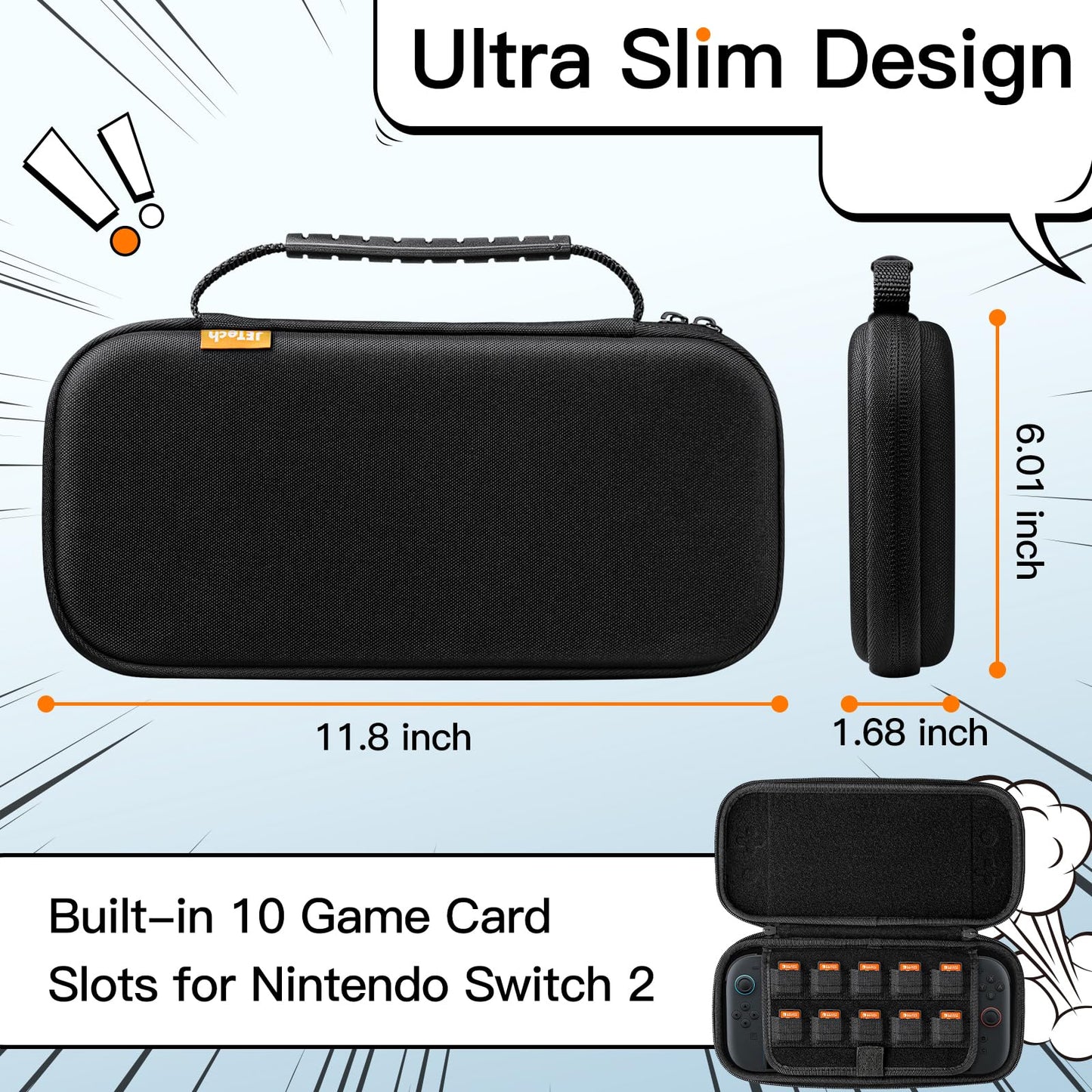 JETech Slim Carrying Case for Nintendo Switch 2 (2025) Hard Shell Port NEW