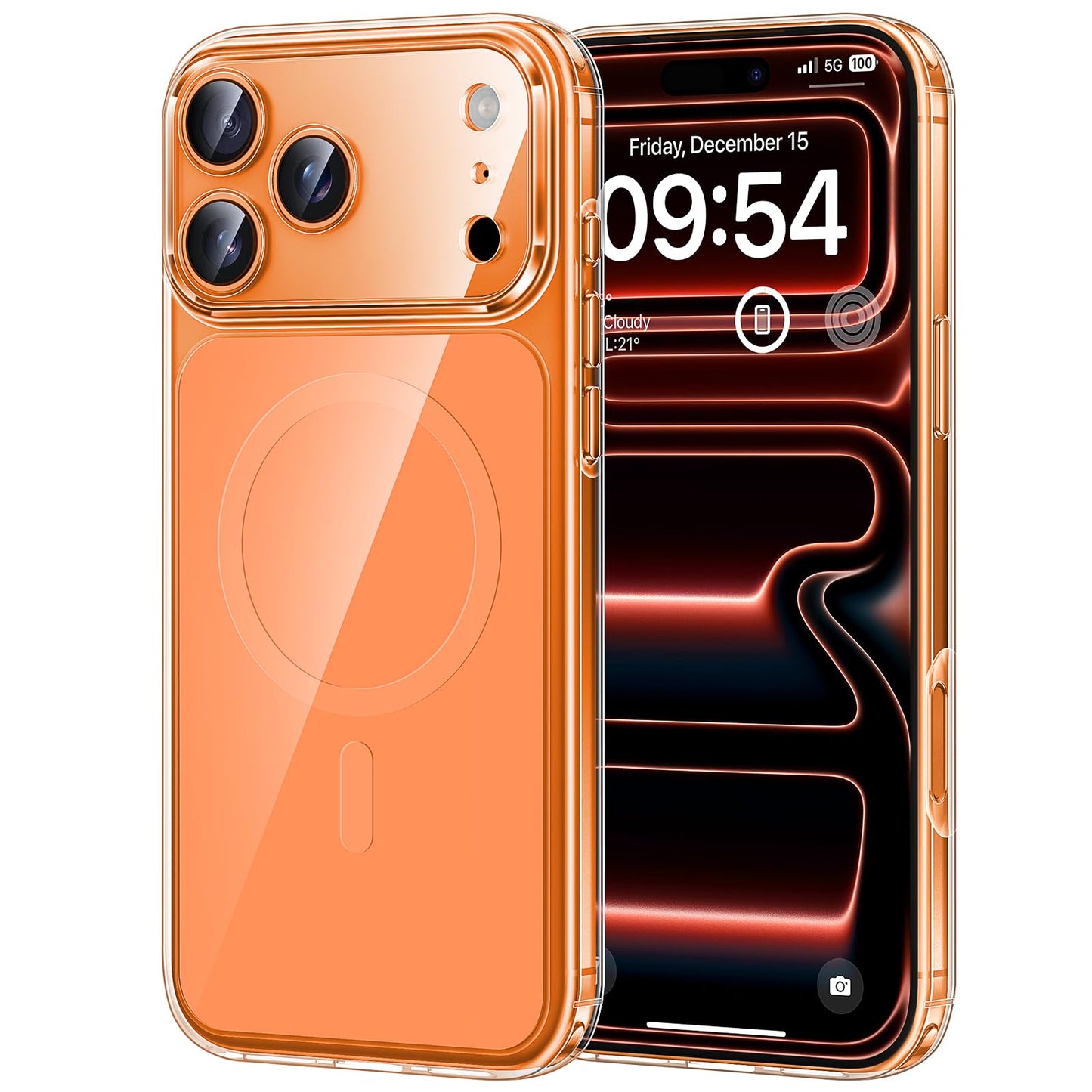 TAURI Basic Cases 17 Pro Max Thermoplastic Polyurethane Clear & Orange NEW
