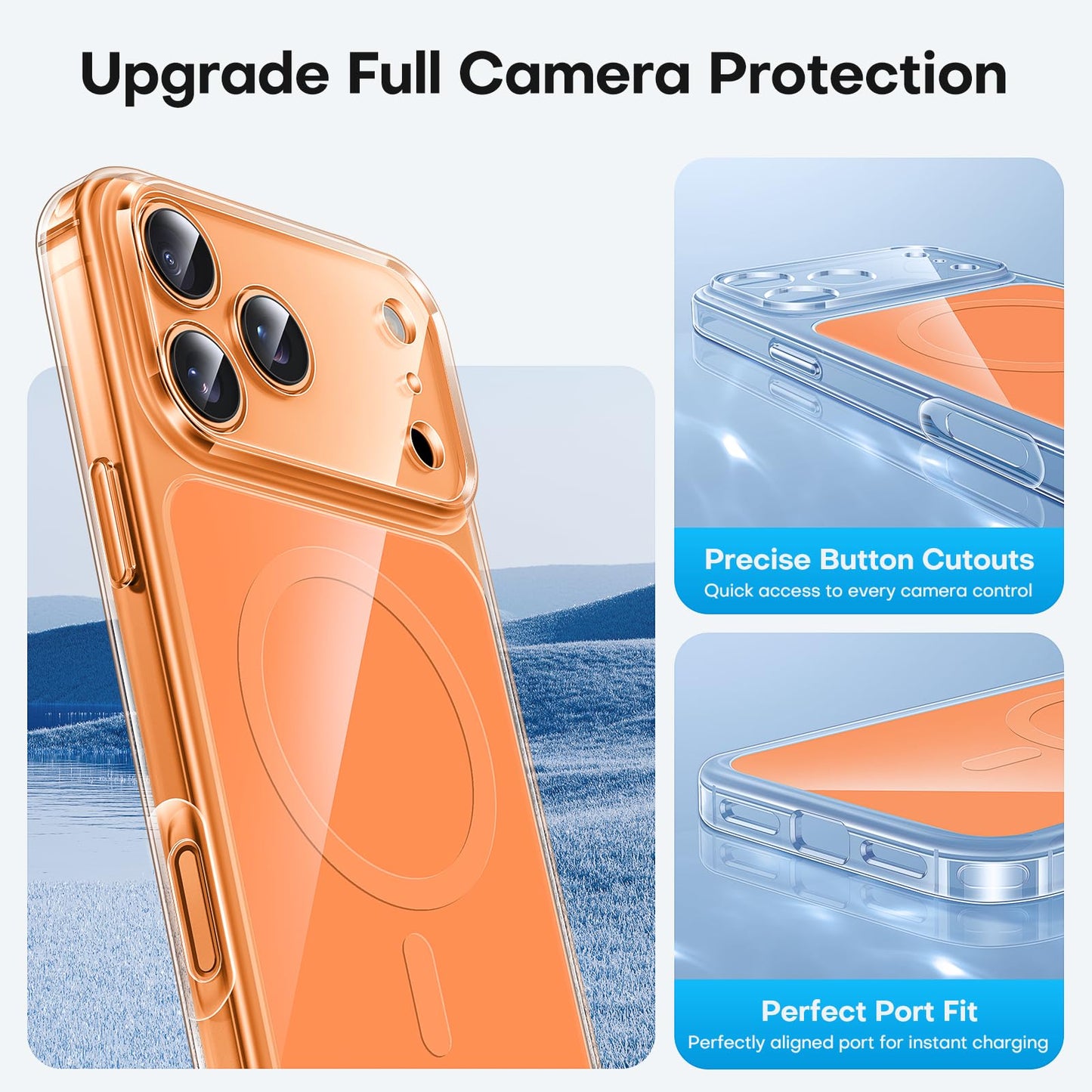 TAURI Basic Cases 17 Pro Max Thermoplastic Polyurethane Clear & Orange NEW