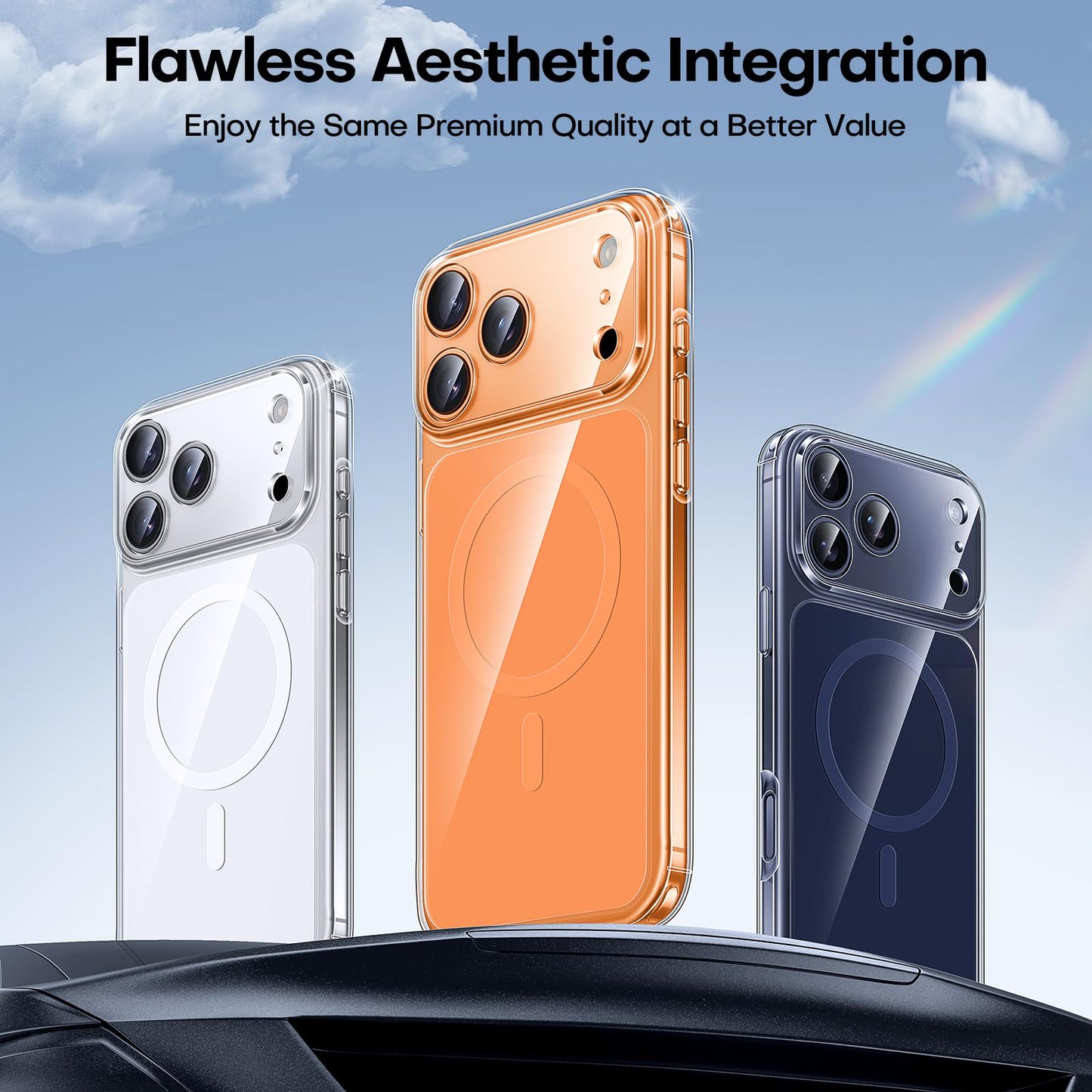 TAURI Basic Cases 17 Pro Max Thermoplastic Polyurethane Clear & Orange NEW