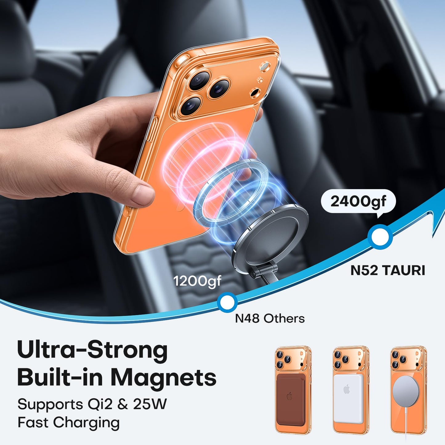 TAURI Basic Cases 17 Pro Max Thermoplastic Polyurethane Clear & Orange NEW