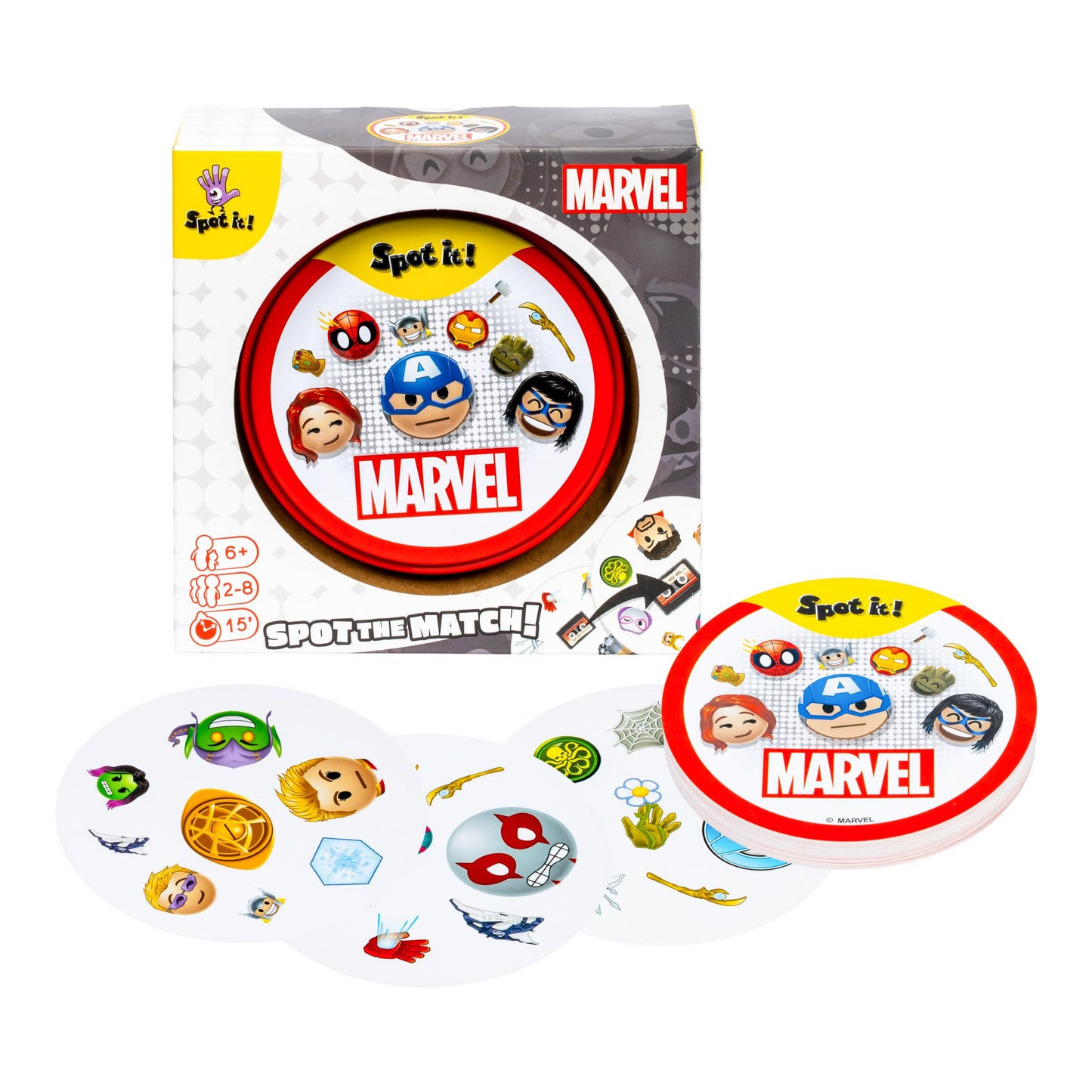 Moose Game Spot It! Marvel Spiderman Iron Man Reflex Test Card Multi Color NEW