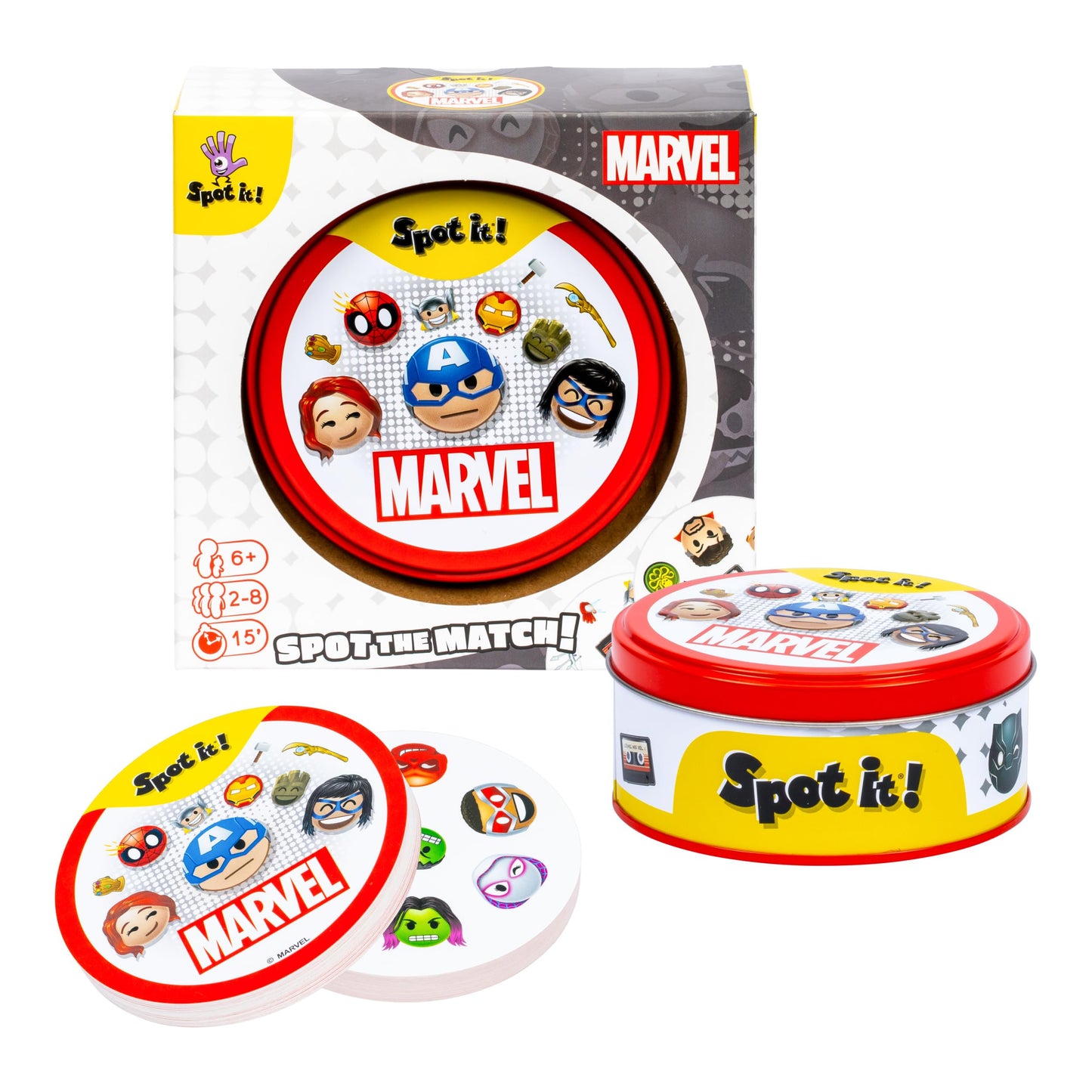 Moose Game Spot It! Marvel Spiderman Iron Man Reflex Test Card Multi Color NEW
