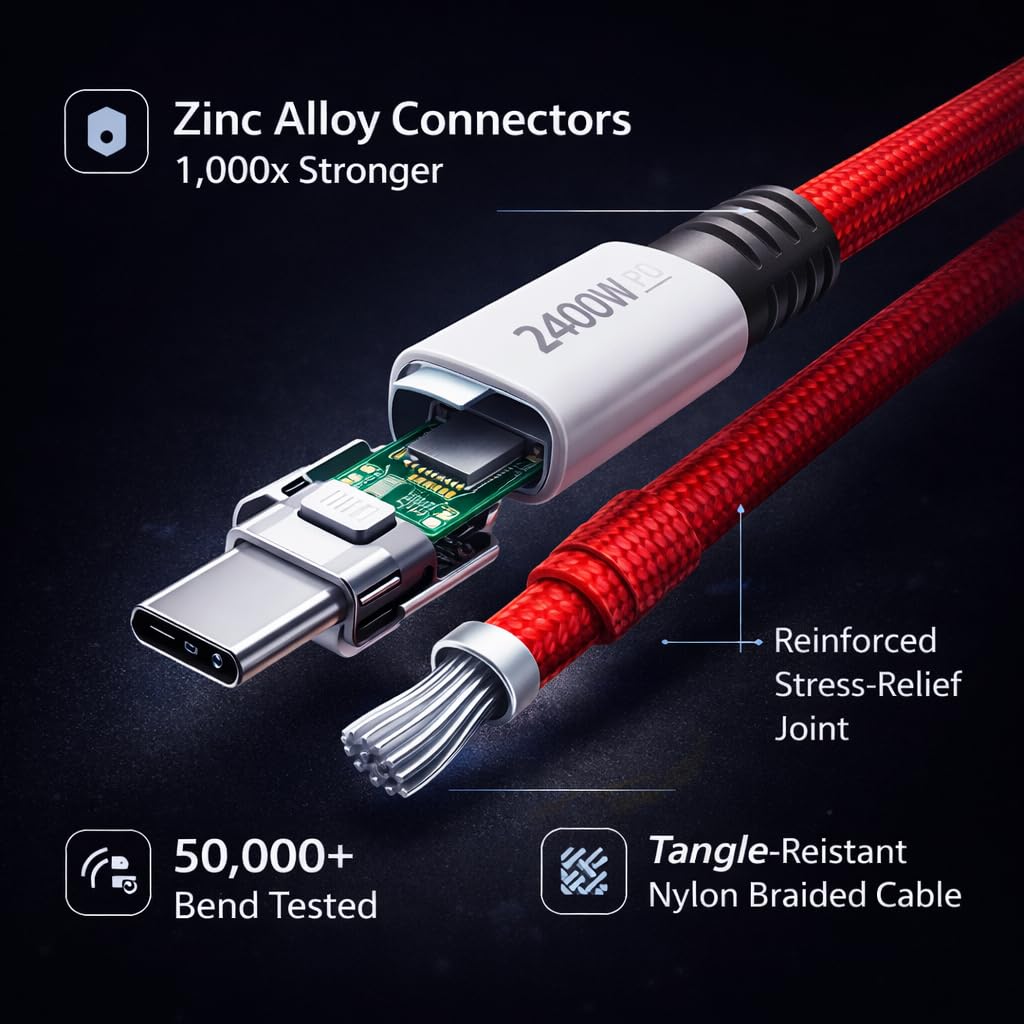 Mizi 240W USB Cables Magnetic USB-C Fast Charging Cable, Auto-Coiled 1M, NEW